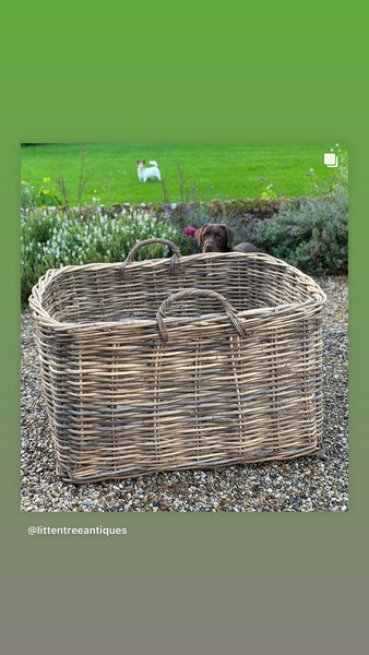 Extra Large Cane Log Basket with Handles