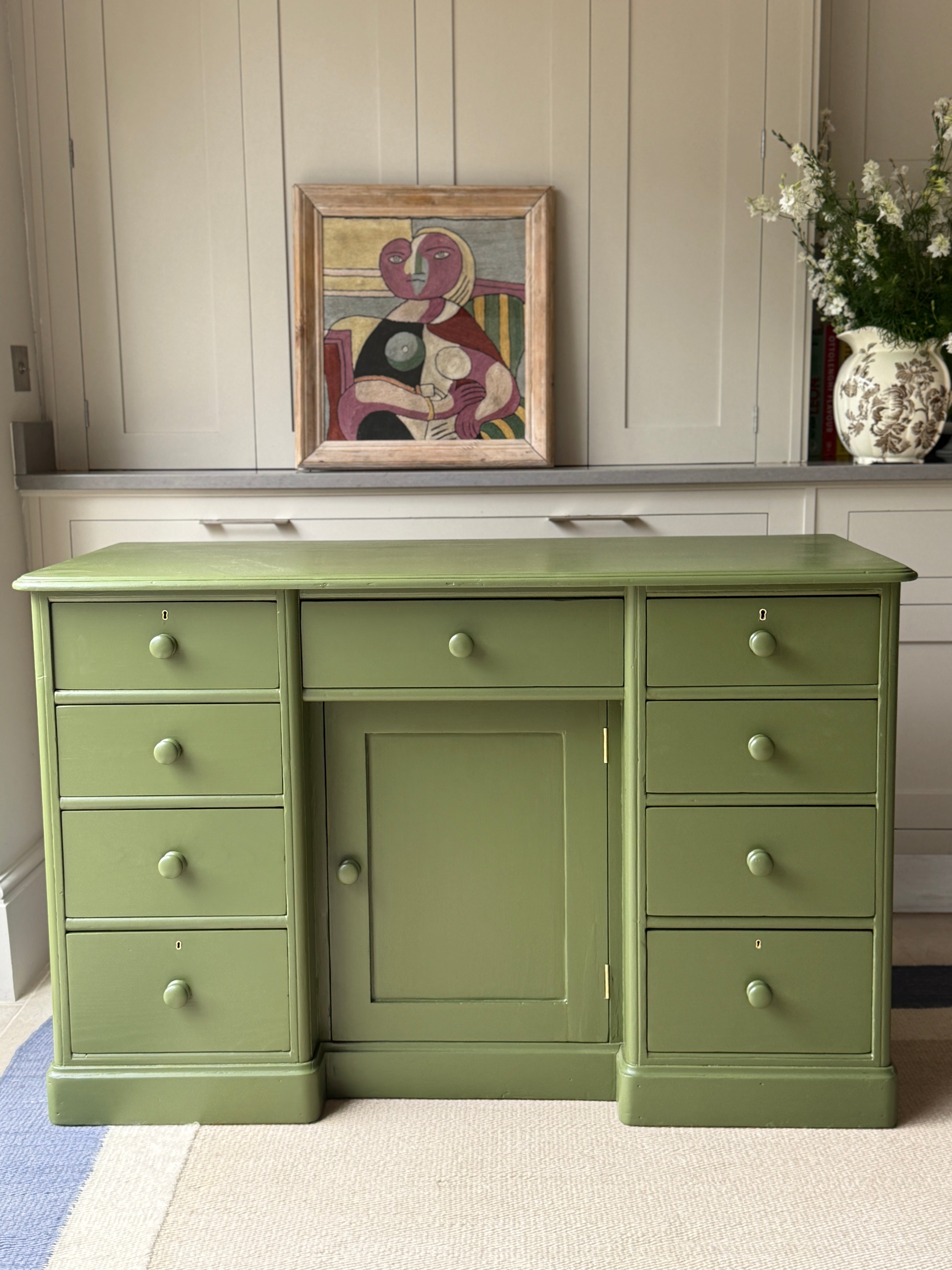 Painted Pine Dresser Base in Olive Colour by Little Greene