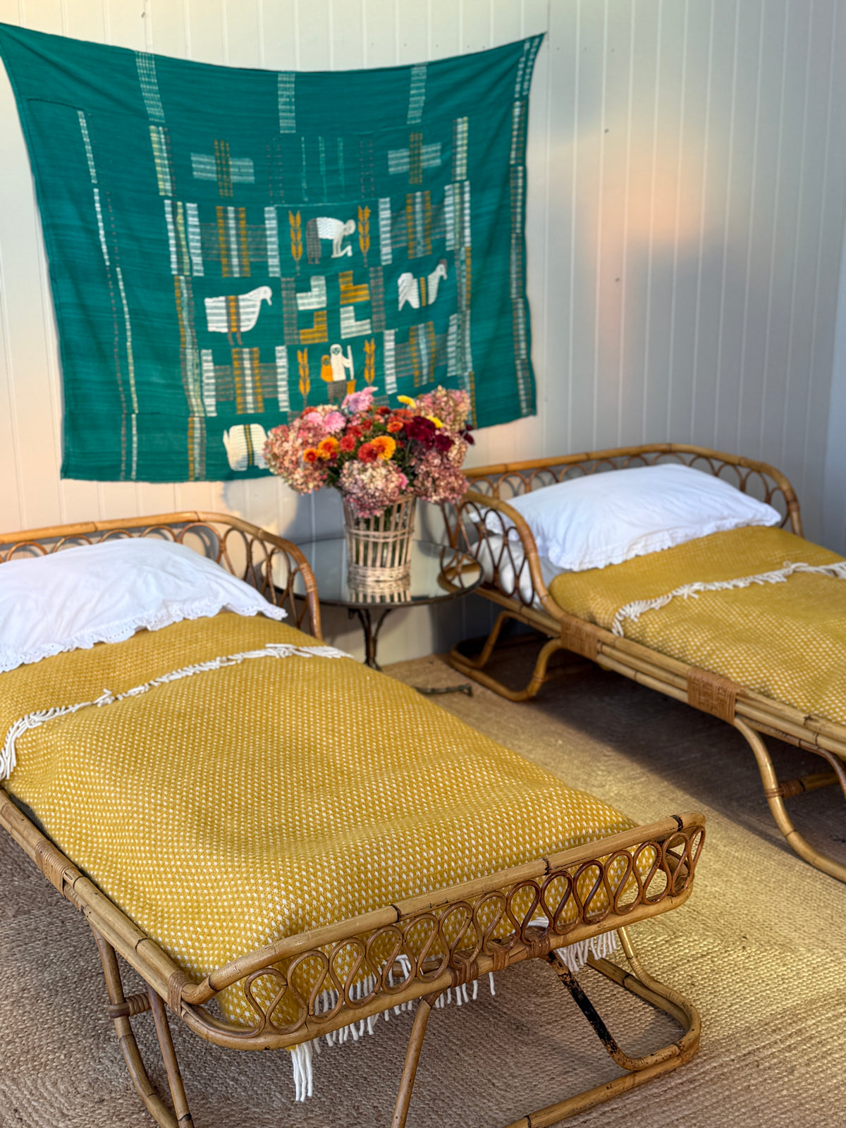 Pair of Italian Rattan Daybeds, Attributed to Tito Agnoli, c. 1950s-60s