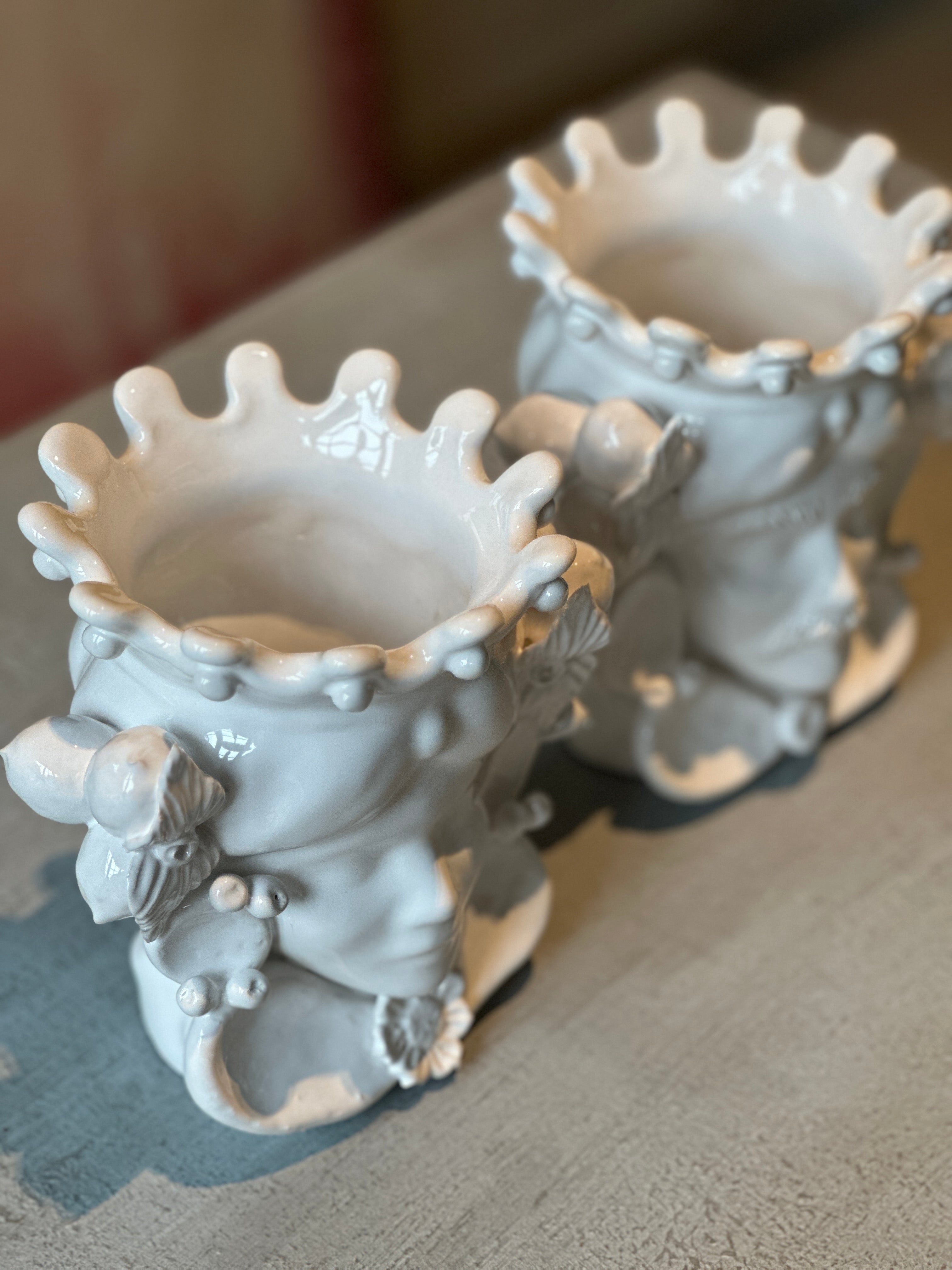 Pair of Small White Ceramic ‘Moor Heads’