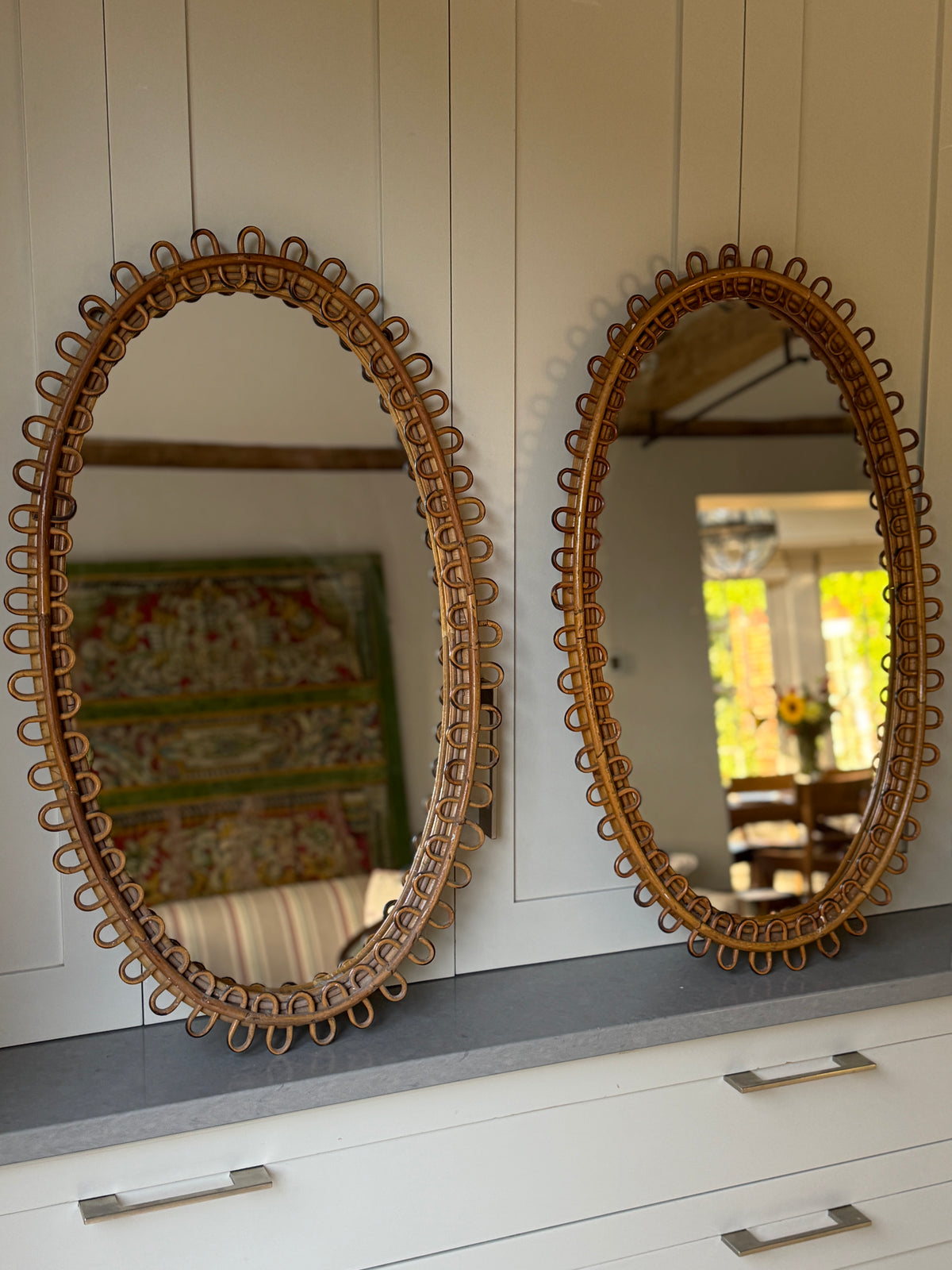 Pair of Large Oval Albini Mirrors