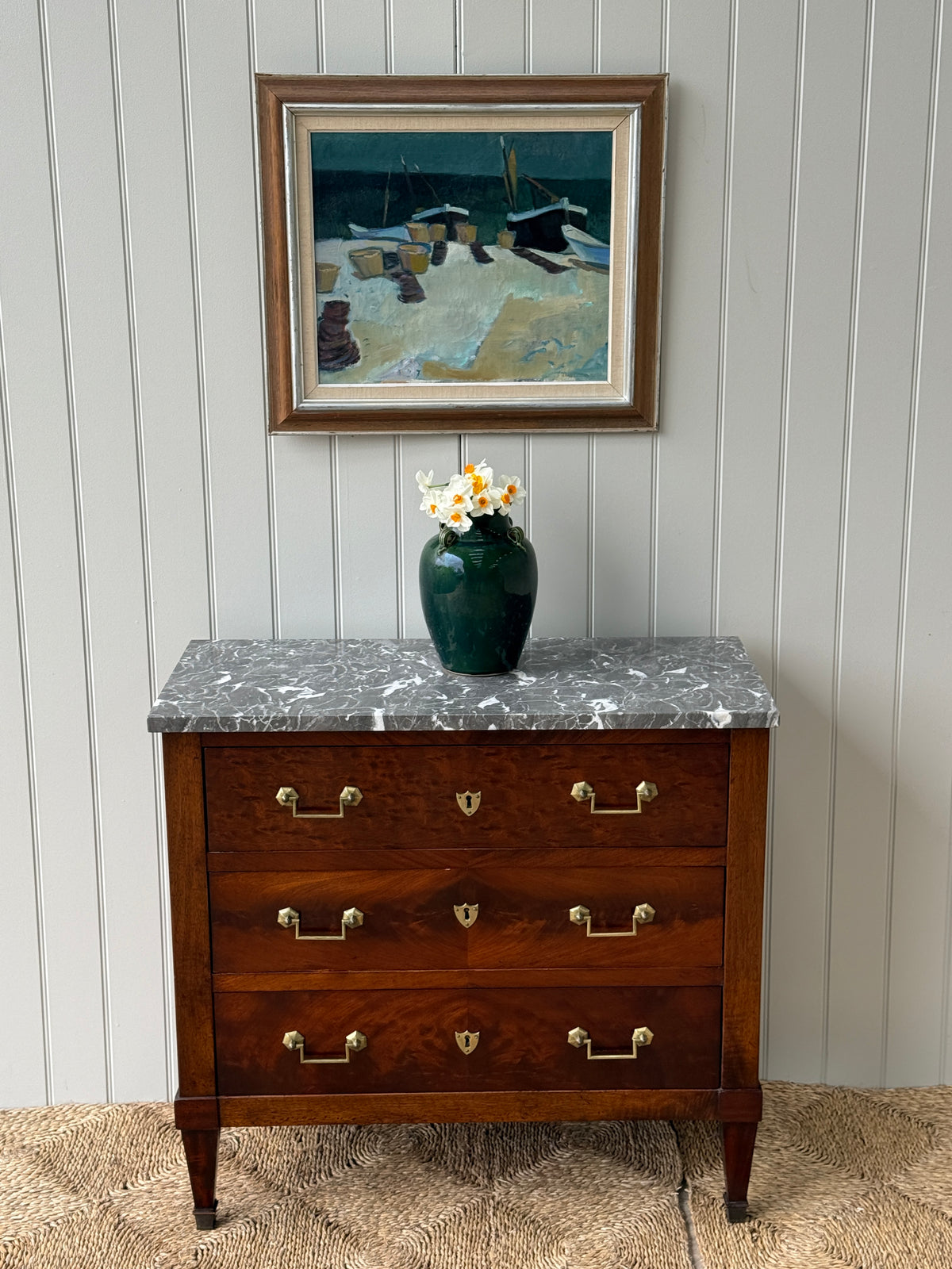 Small Empire Commode with Dappled Grey Marble Top