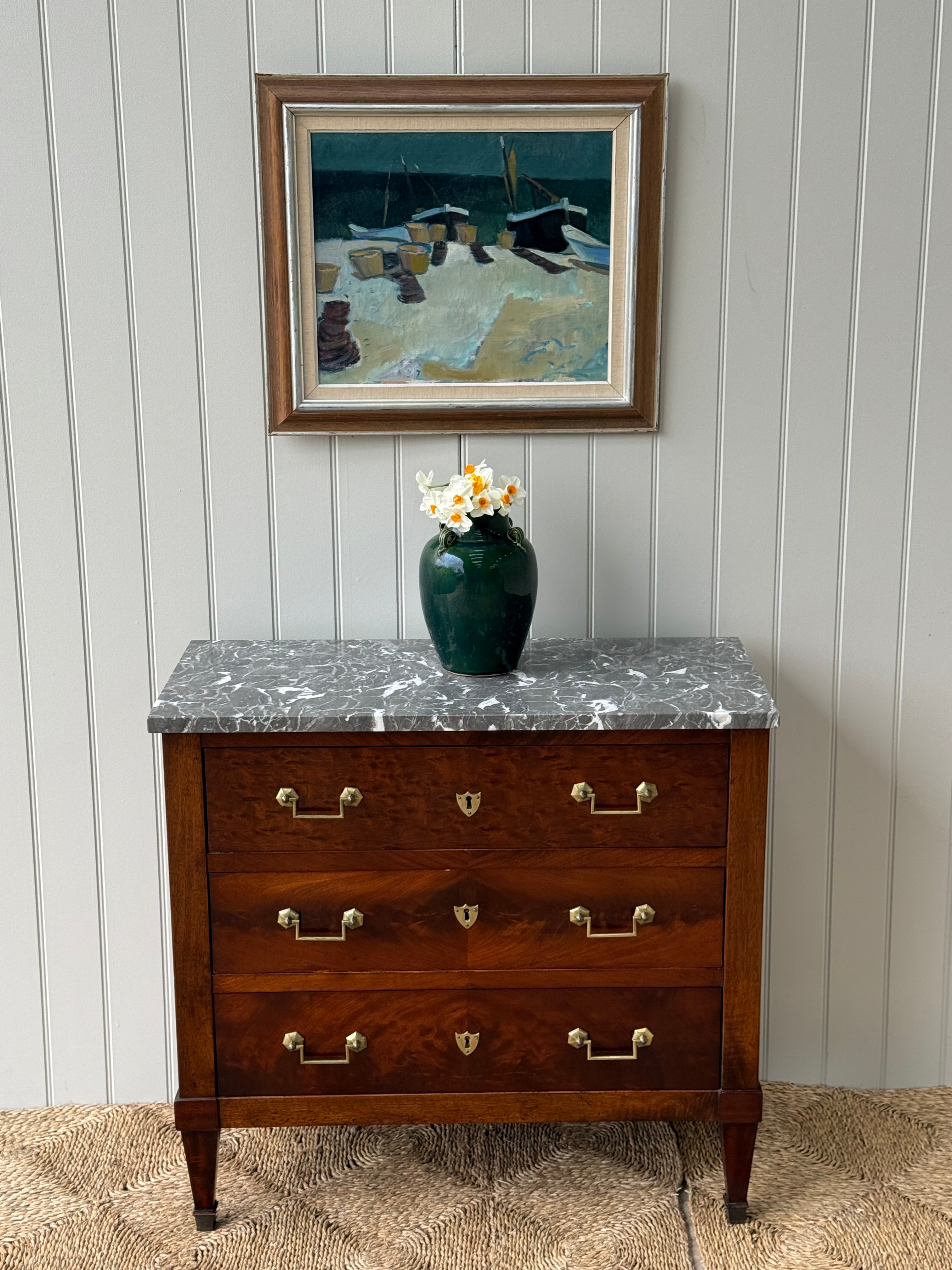 Small Empire Commode with Dappled Grey Marble Top