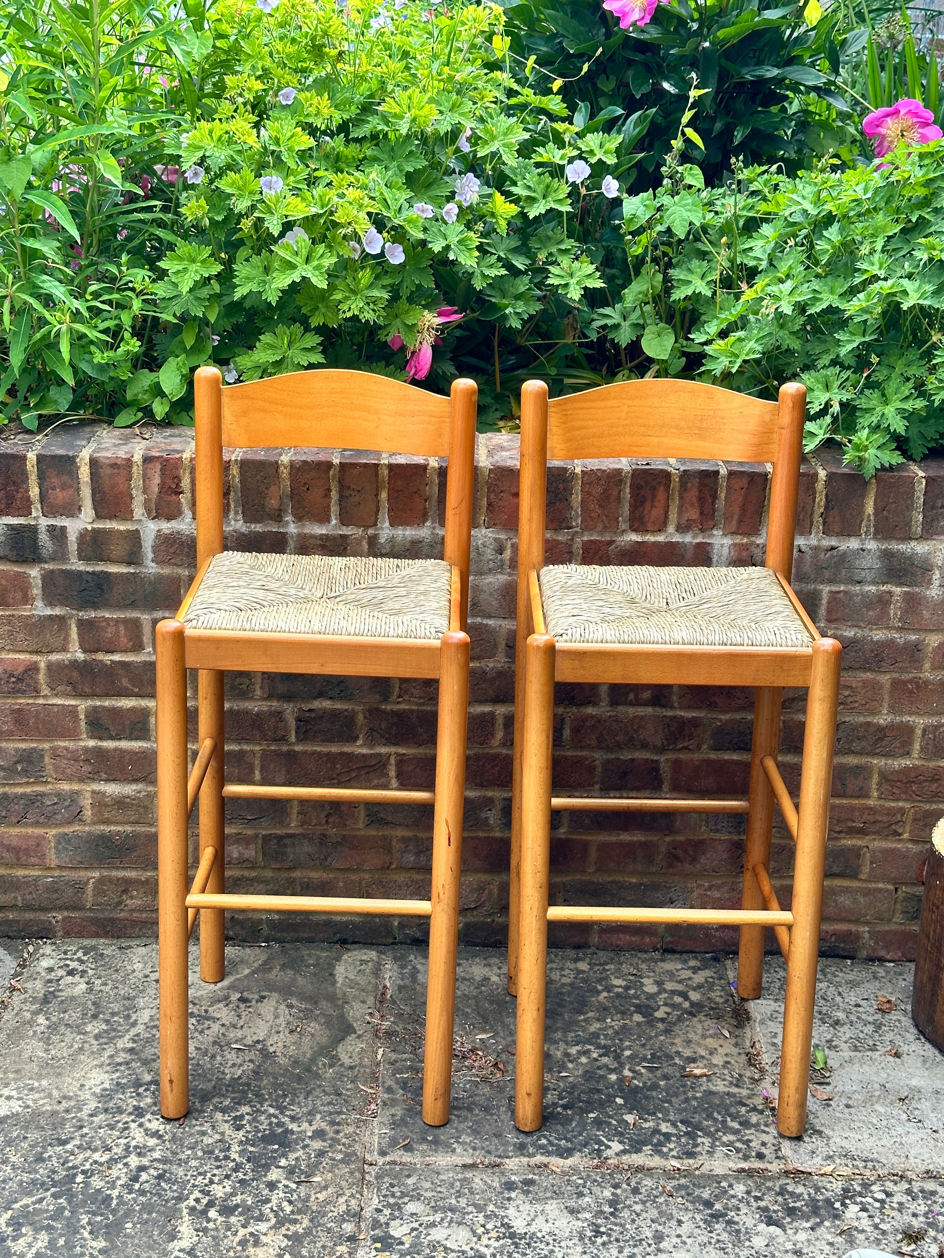 Pair of Natural Beech bar stools