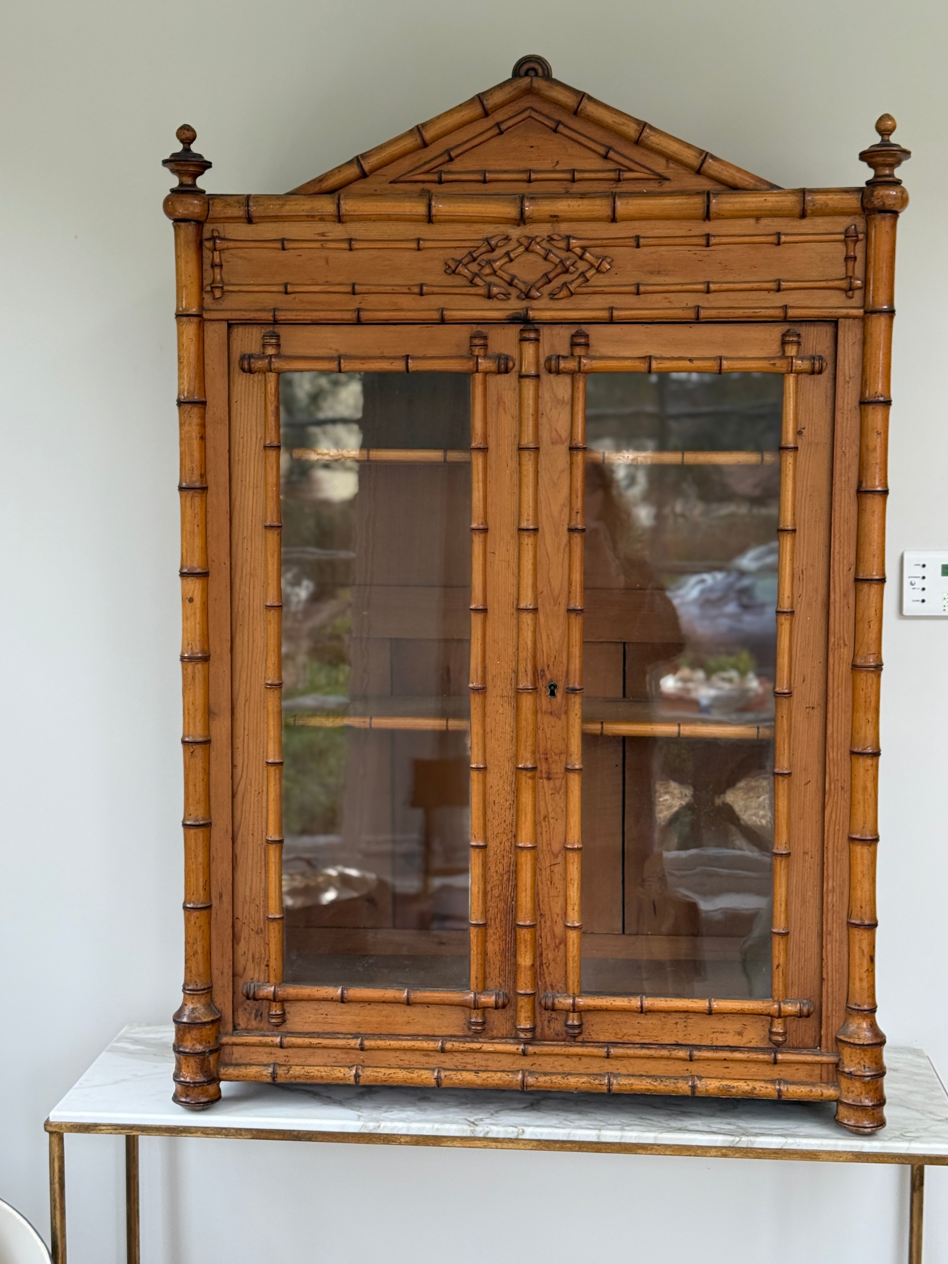 French Faux Bamboo Glazed Cabinet