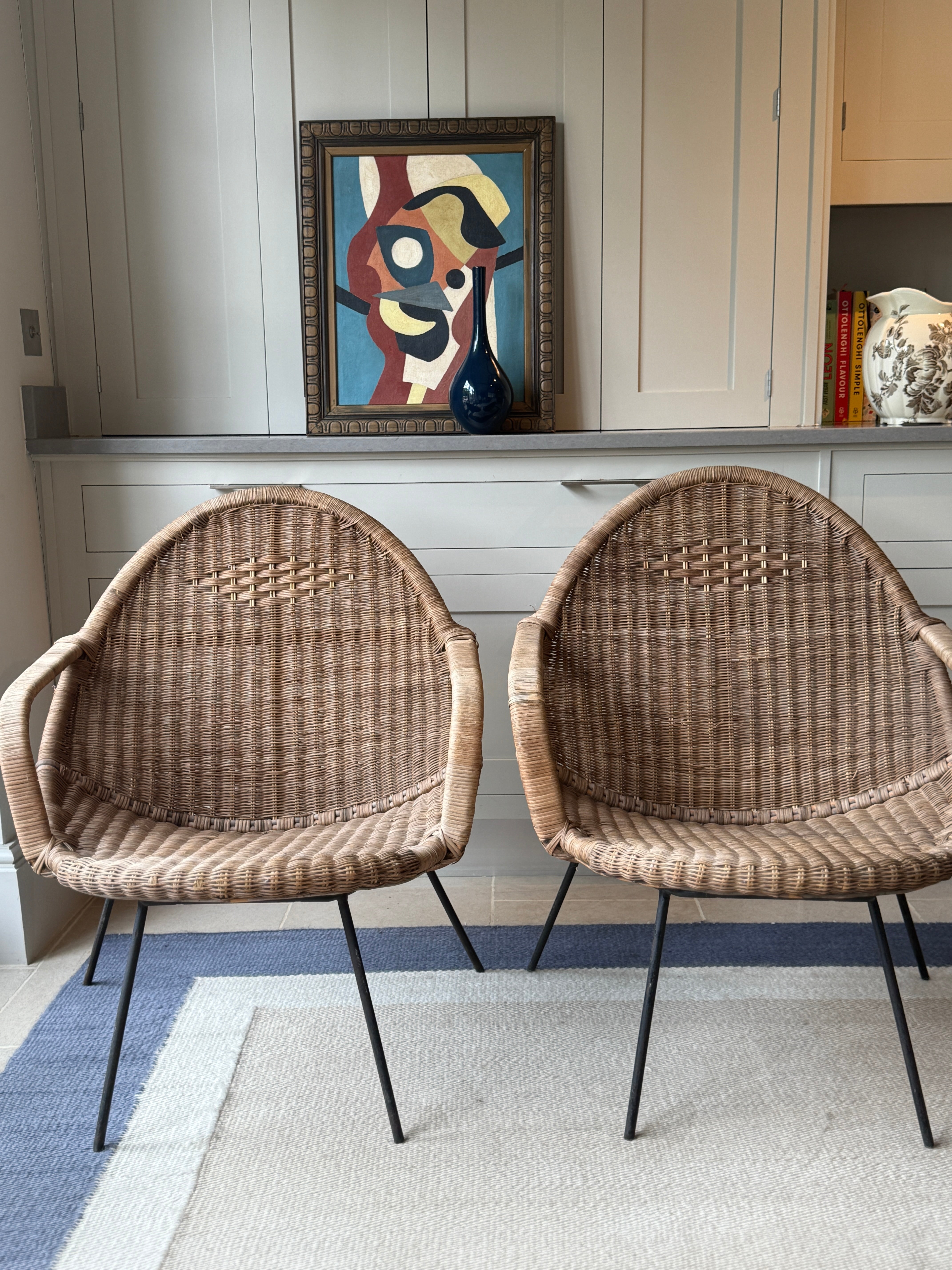 Pair of Italian Rattan Chairs Circa 1960-70