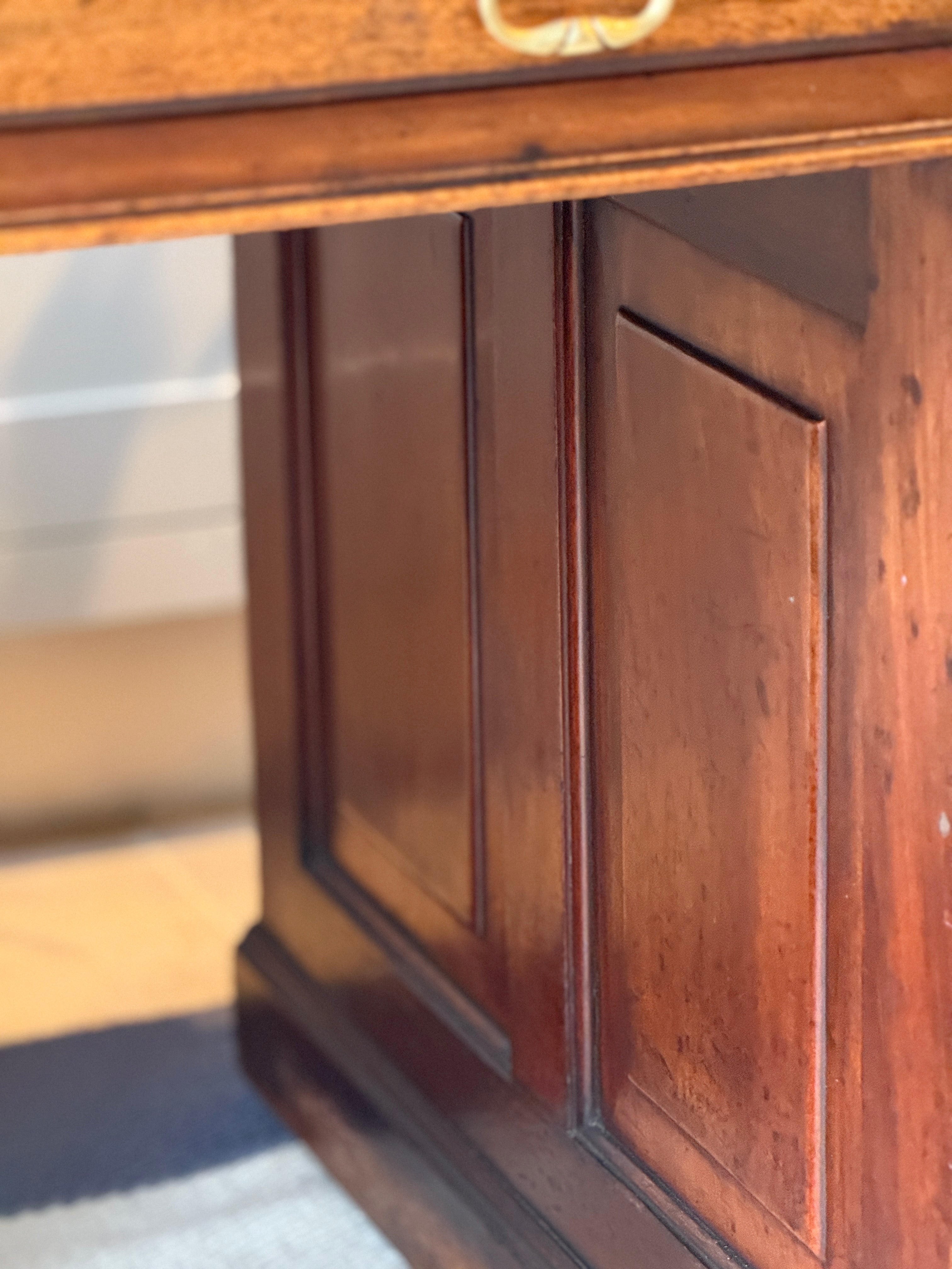19th Century Oak Kneehole Desk with leather top