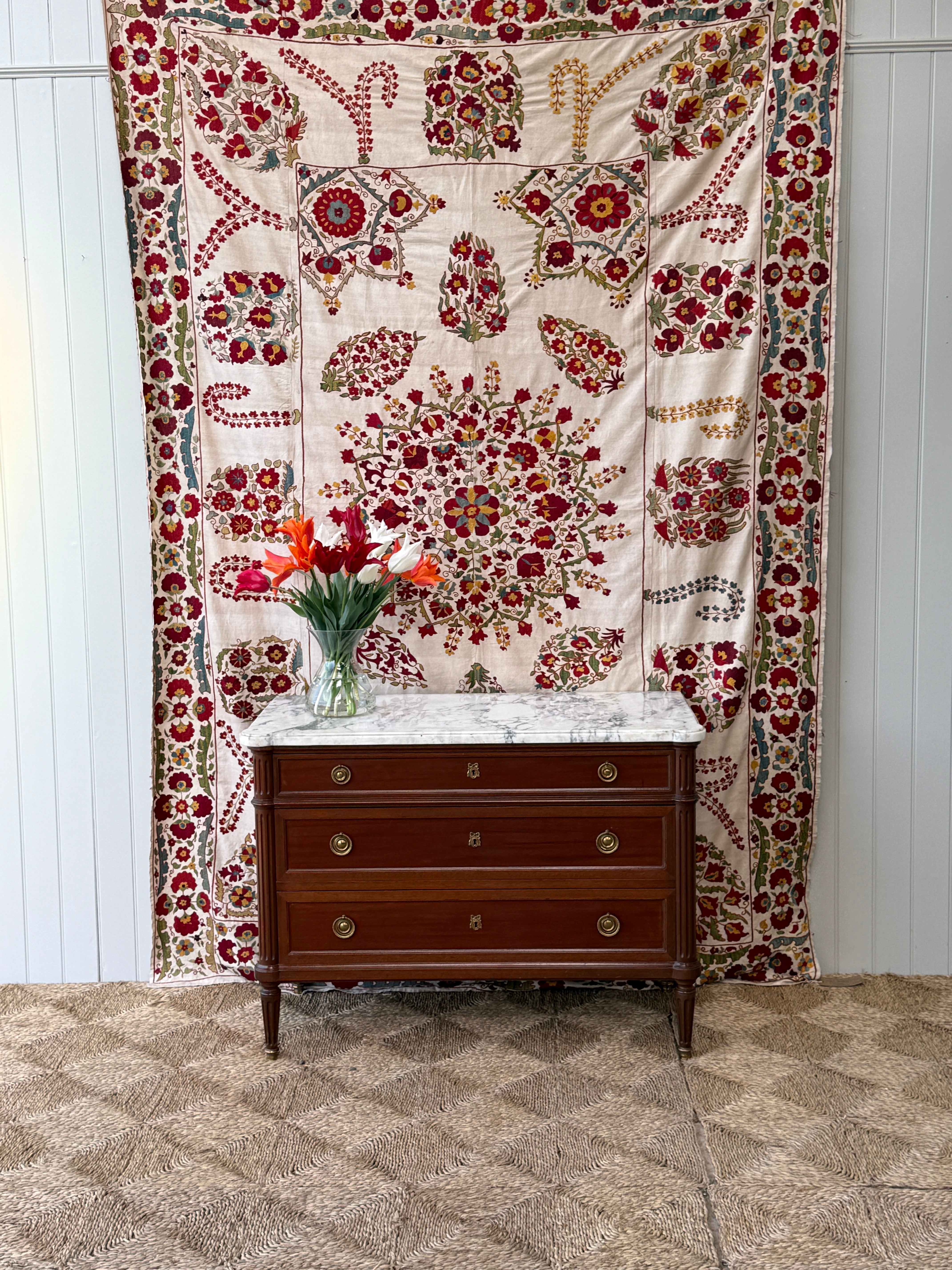 French Mahogany Marble Topped Commode