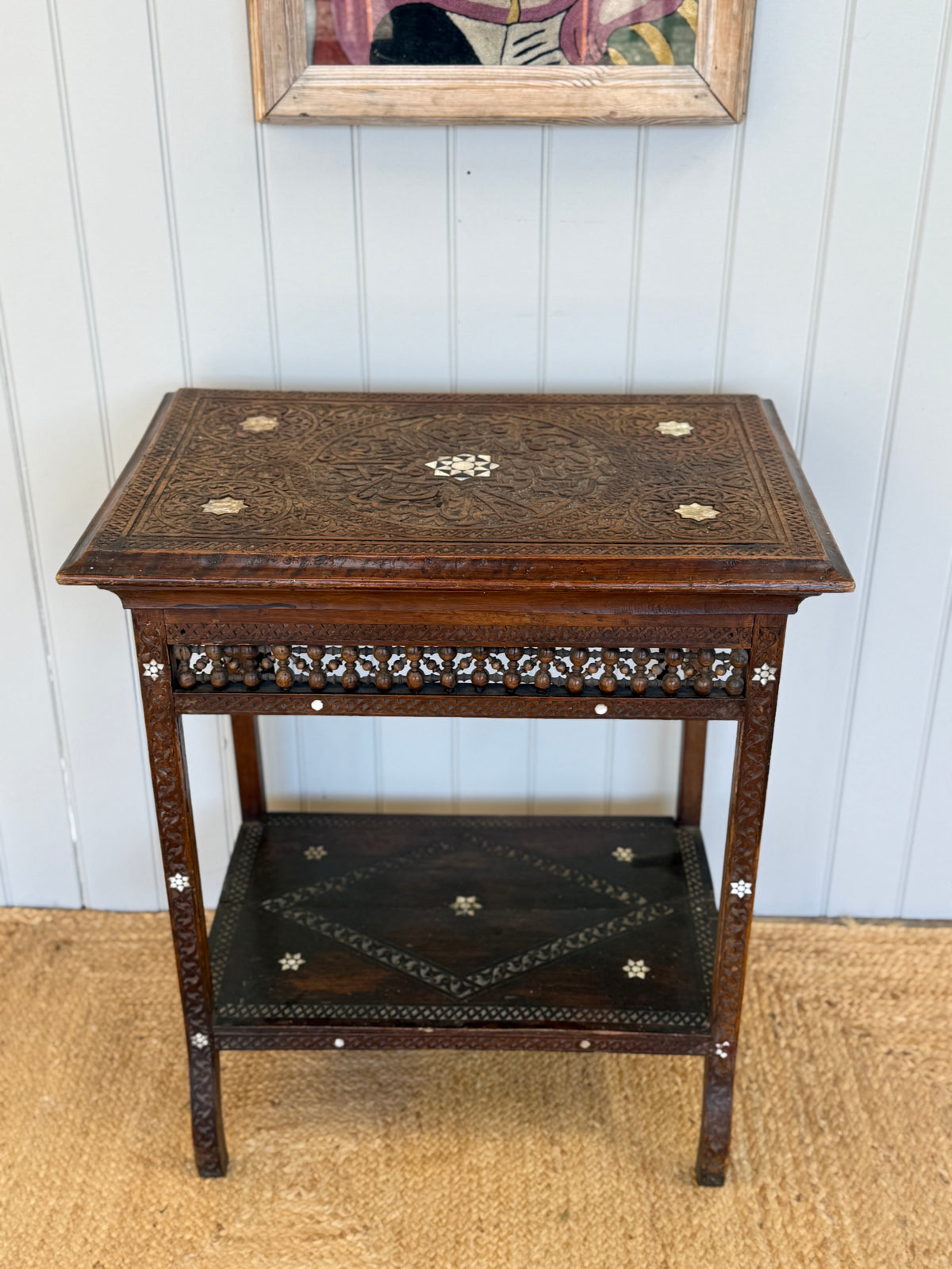 Syrian Mother-of-Pearl Inlaid Two-Tier Side Table