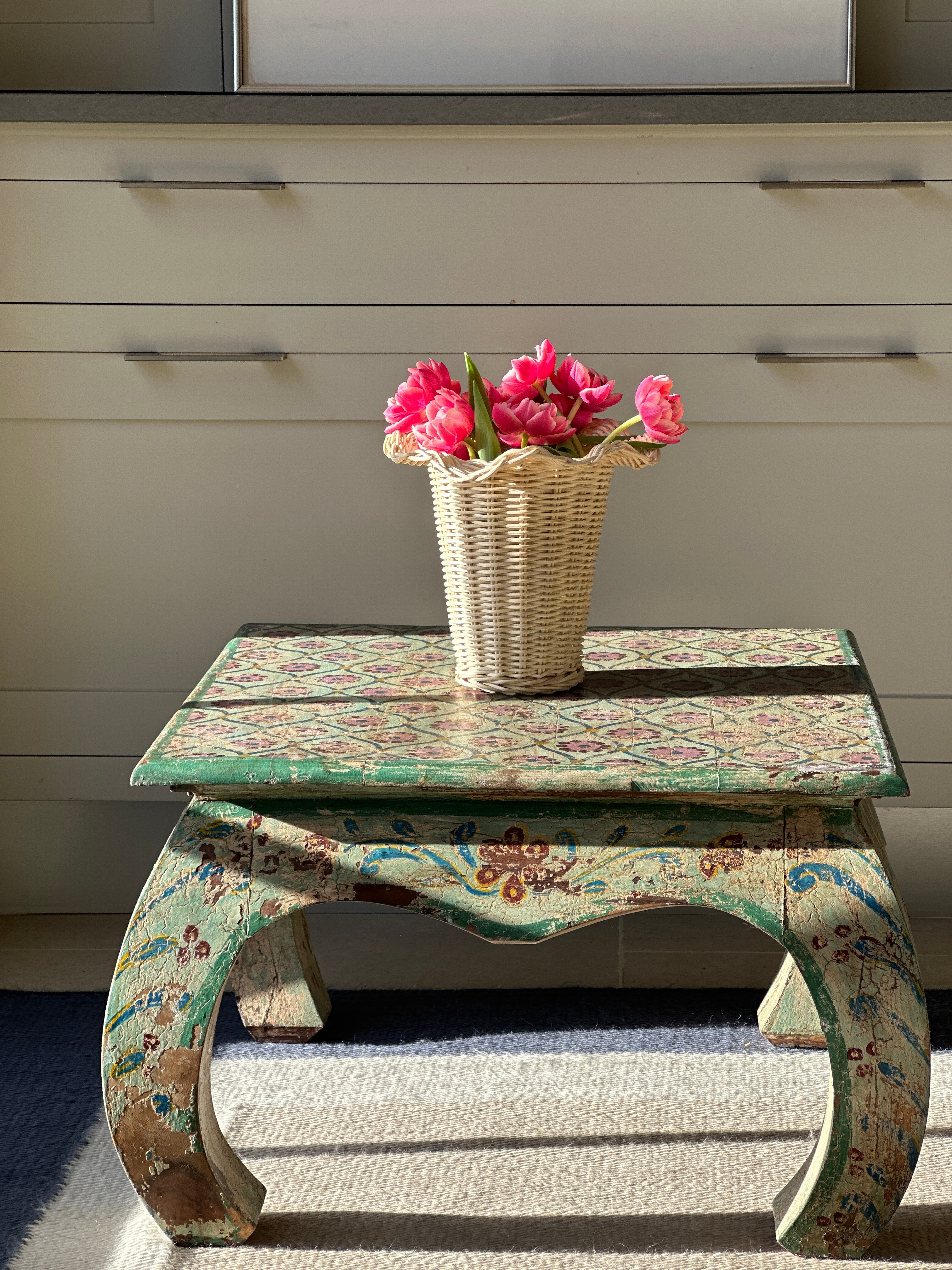 Charming vintage painted Indian hardwood table