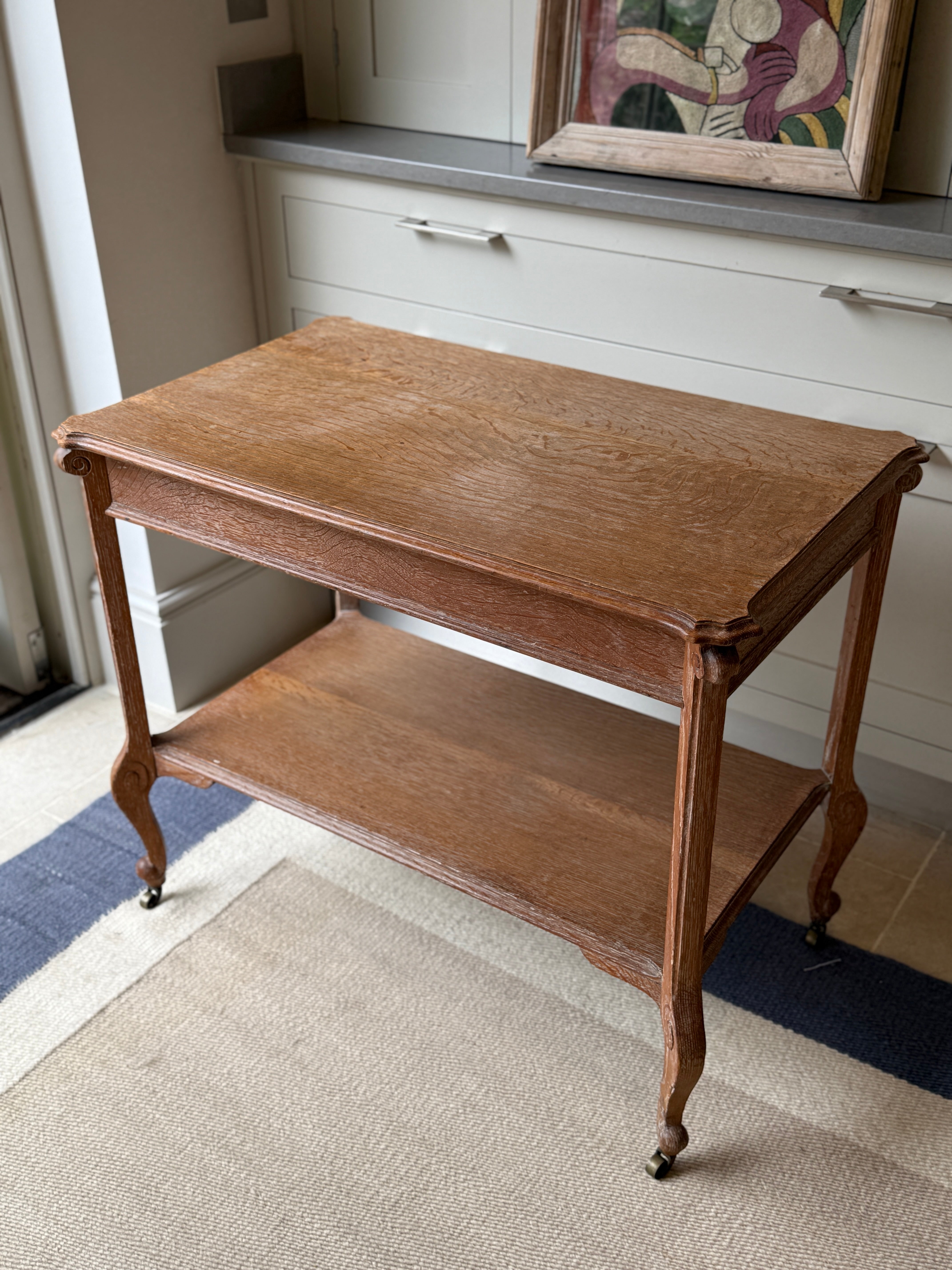 Lime Oak Etagere Table on Castors