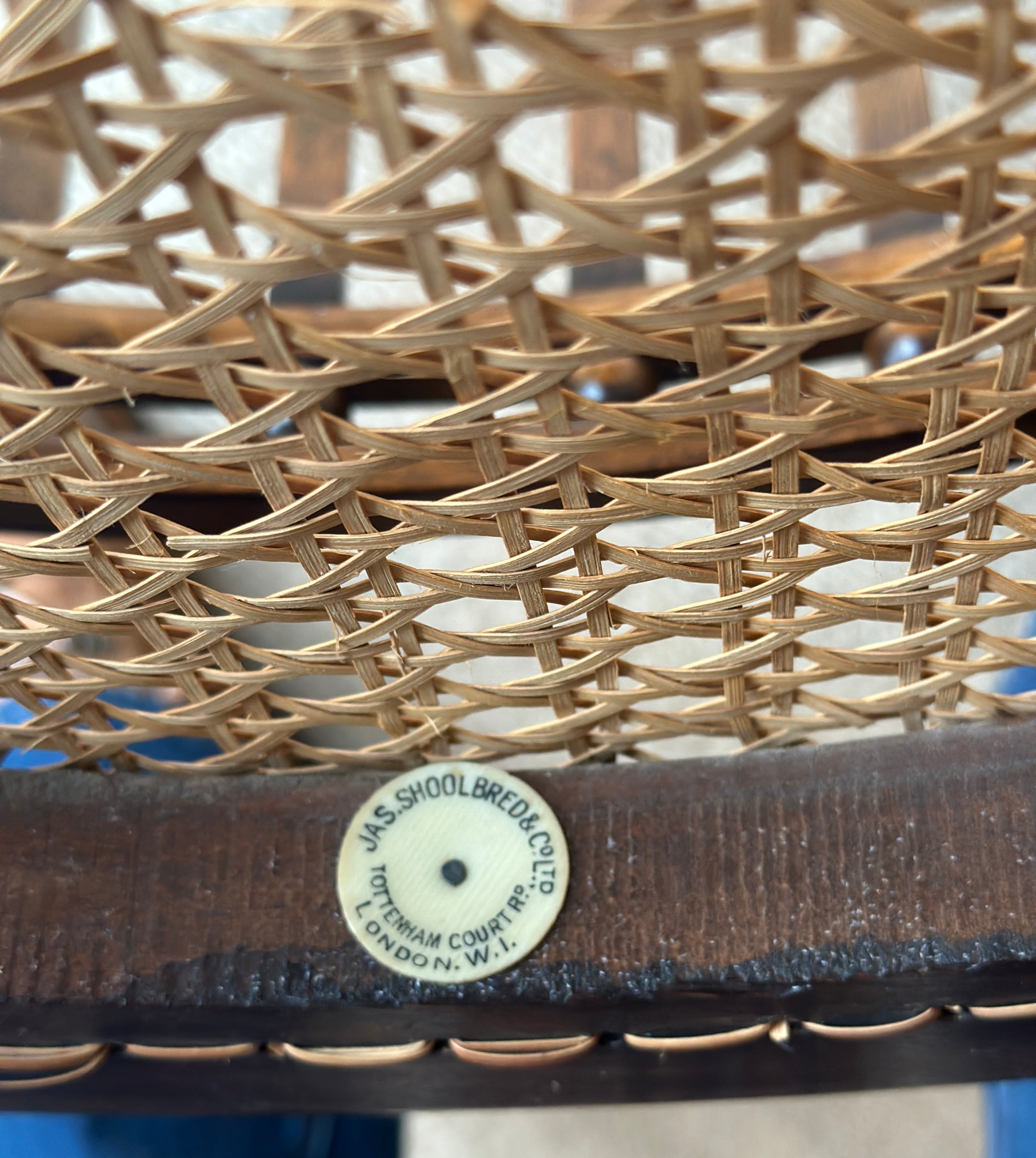 A Small Vintage JAS Shoolbred & Co Spindle Chair with Cane