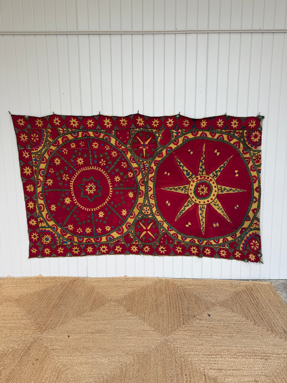 Large Antique Suzani Wall Hanging, Tashkent, Uzbekistan, Late 19th Century