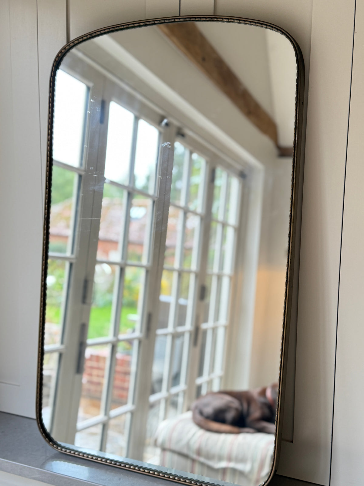 Italy Brass Shield Mirror with Rope Edge Border (90cm by 54cm)