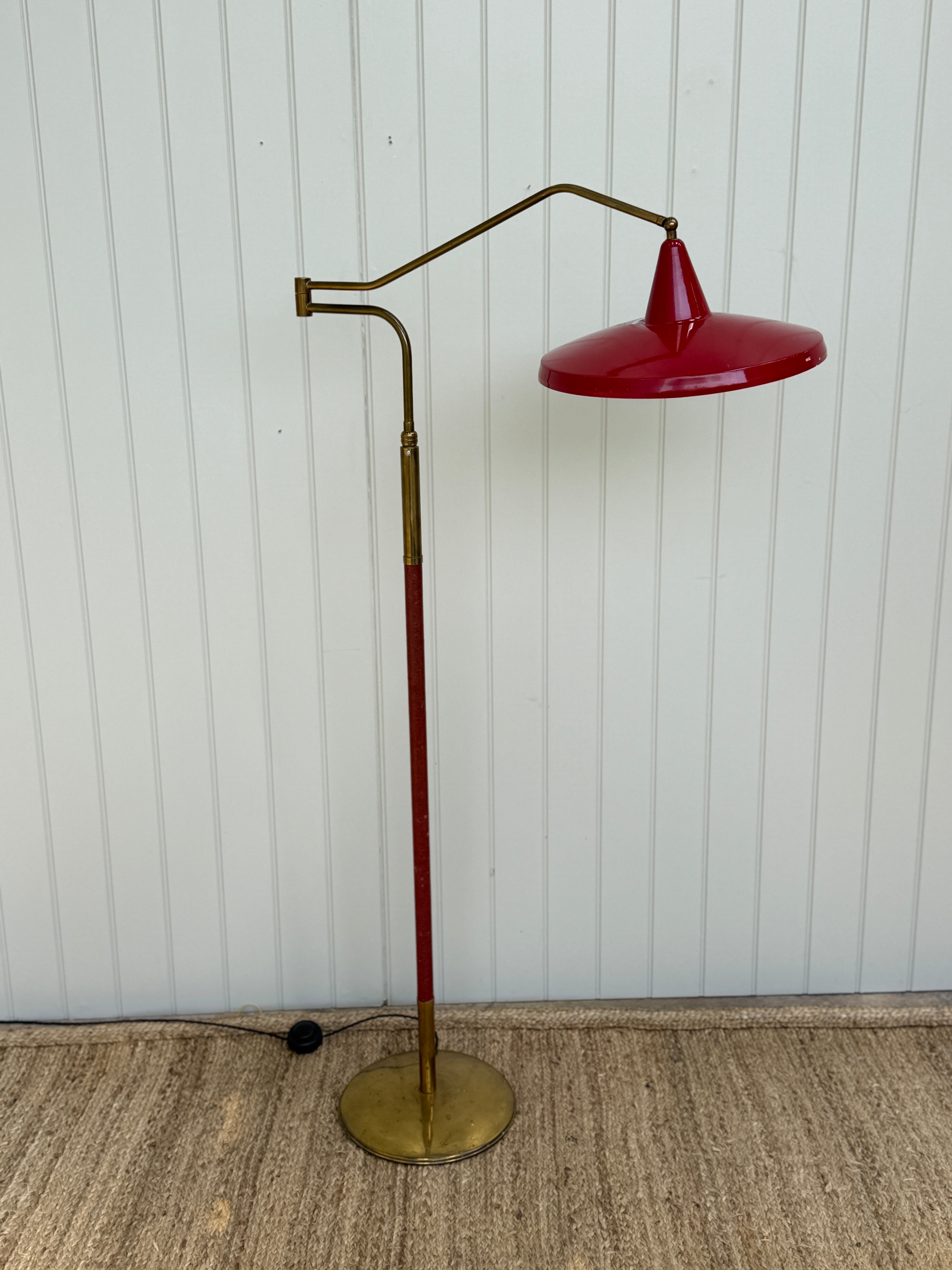 1950s Stilnovo Red Standard Lamp
