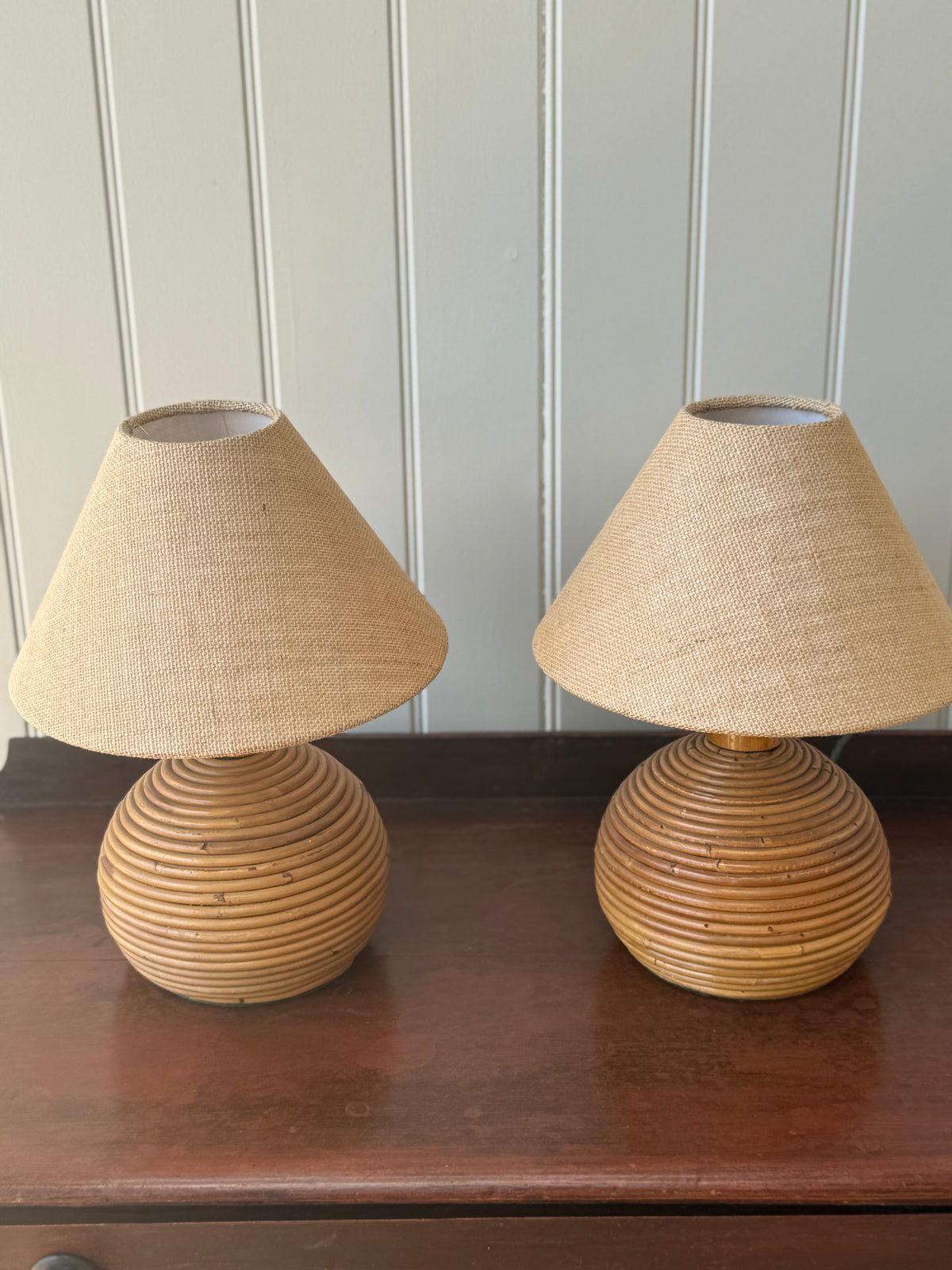 Pair of Small Bamboo Table Lamps