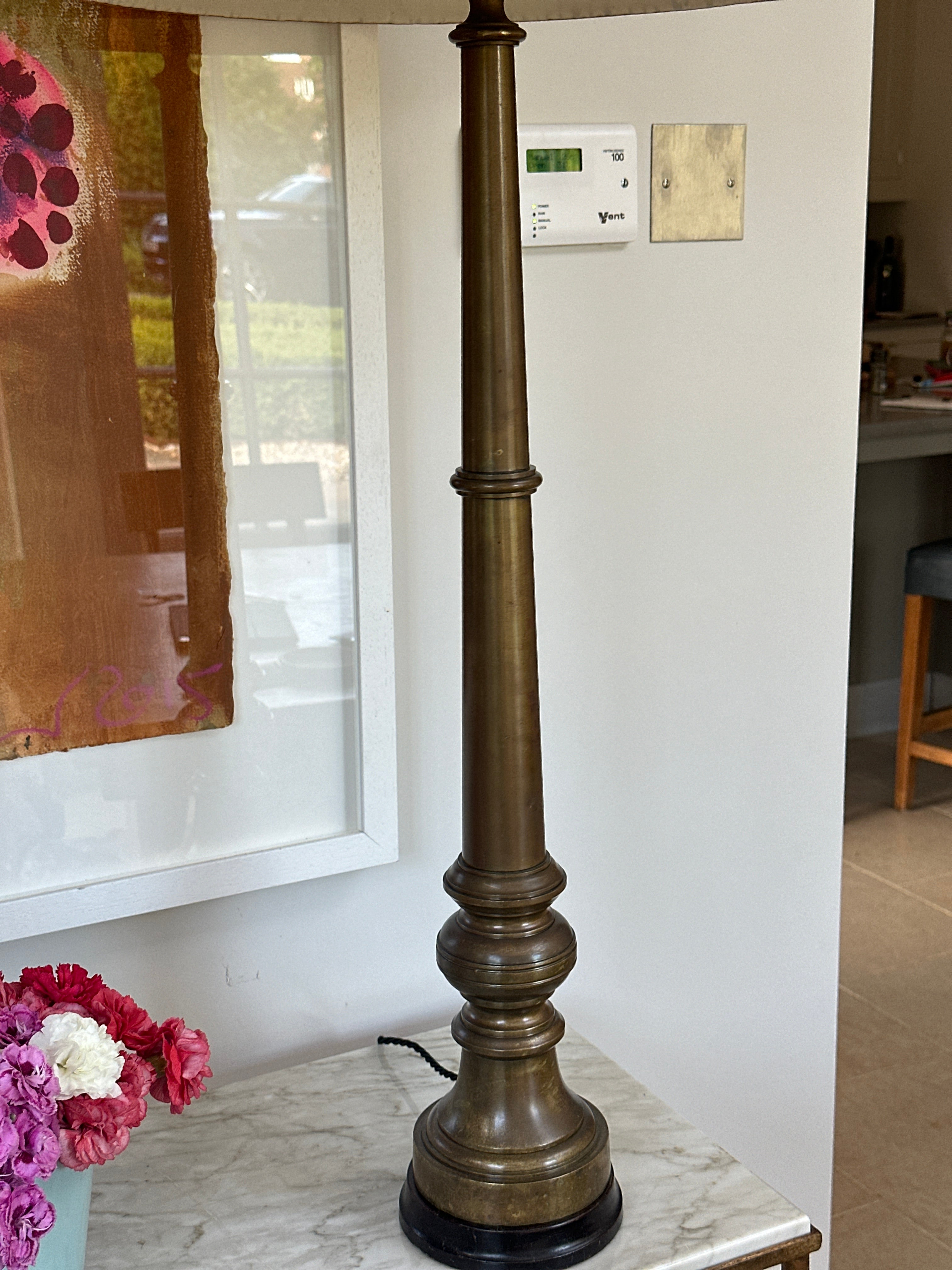 Tall Antique Gunmetal (Red Brass)Table Lamps on Lignum Vitae Gavel Blocks