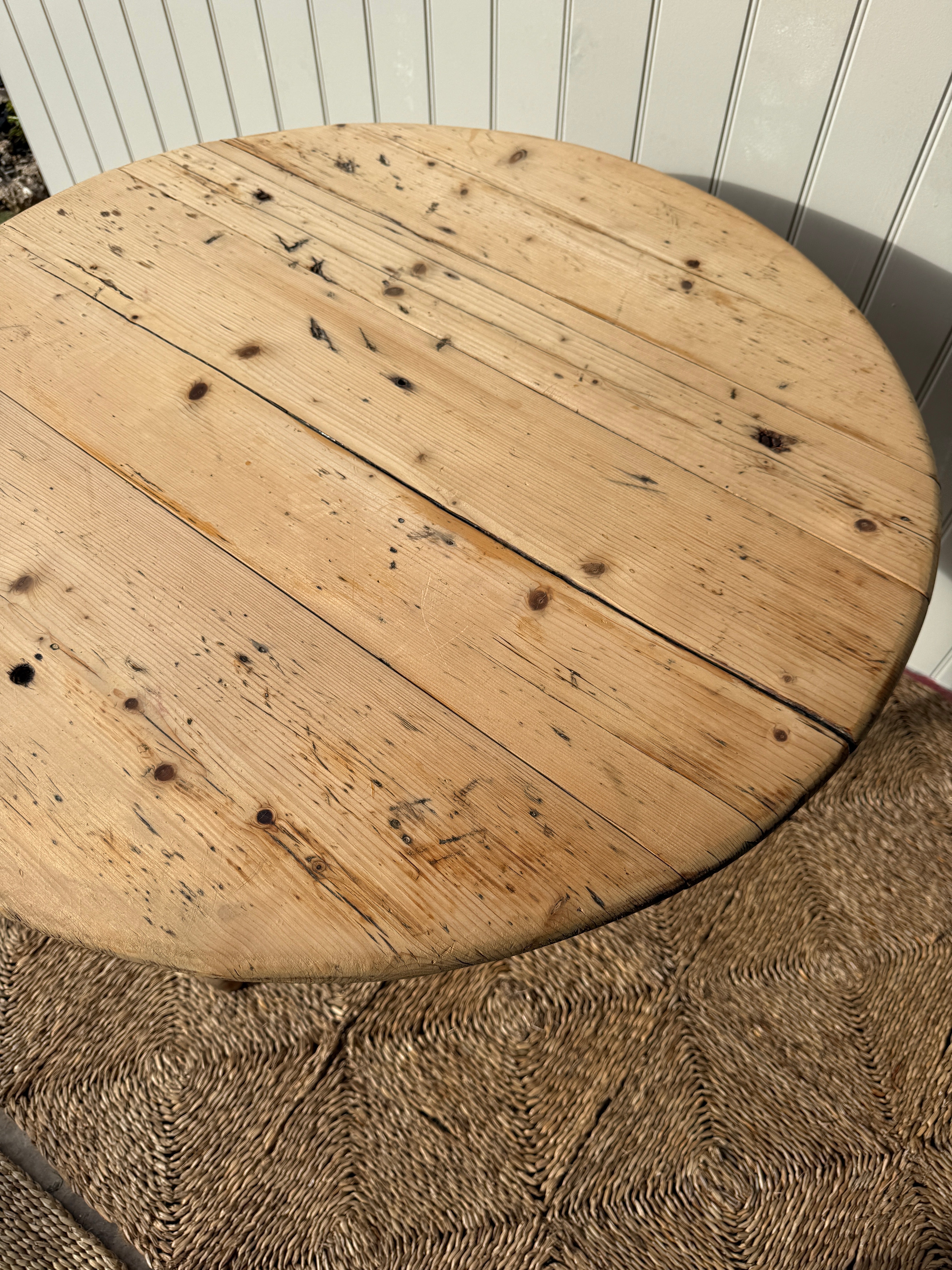 Antique Pine Cricket Table with Historic Repairs