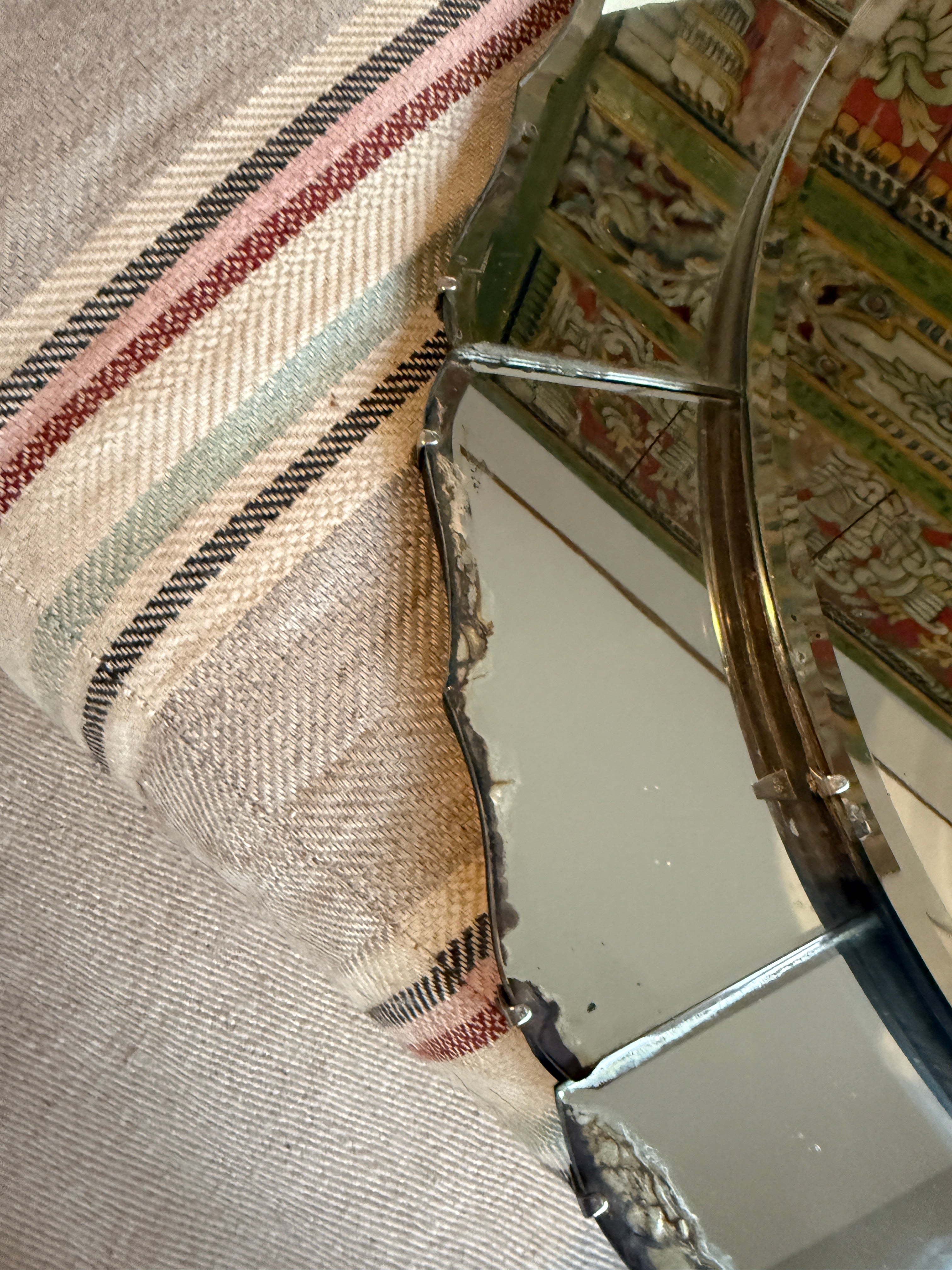 Large Round Art Deco Petal Mirror