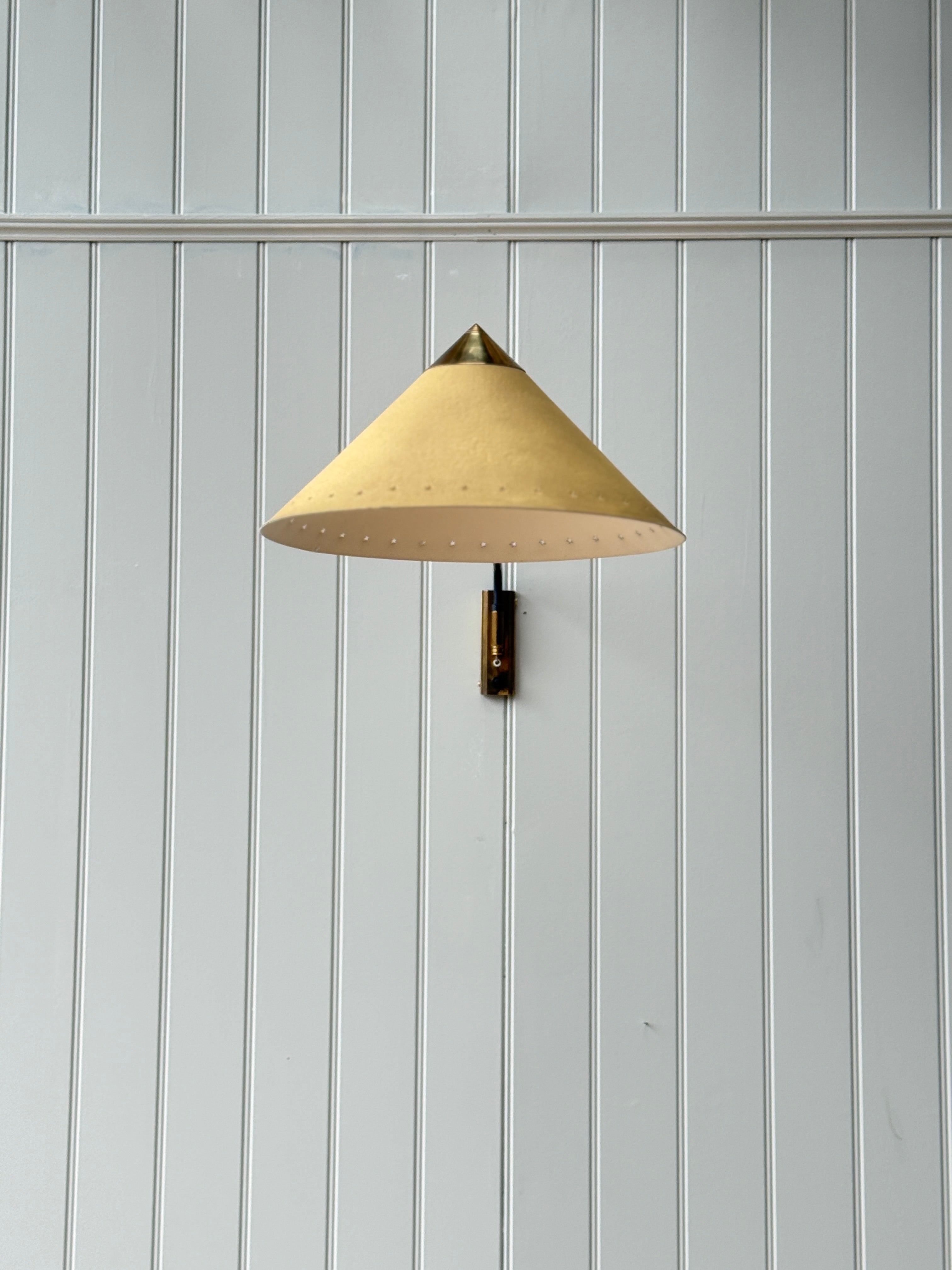 Brass French Wall Light with Yellow shade