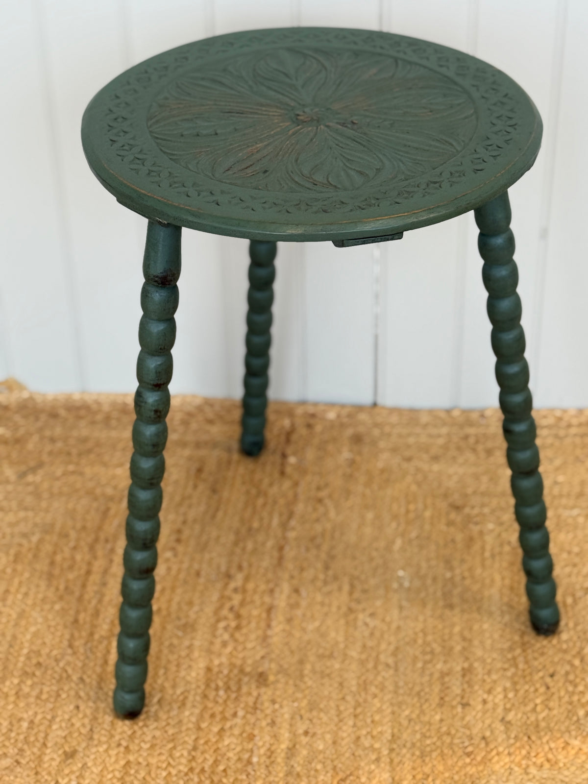 Early 20th Century Green Bobbin Table