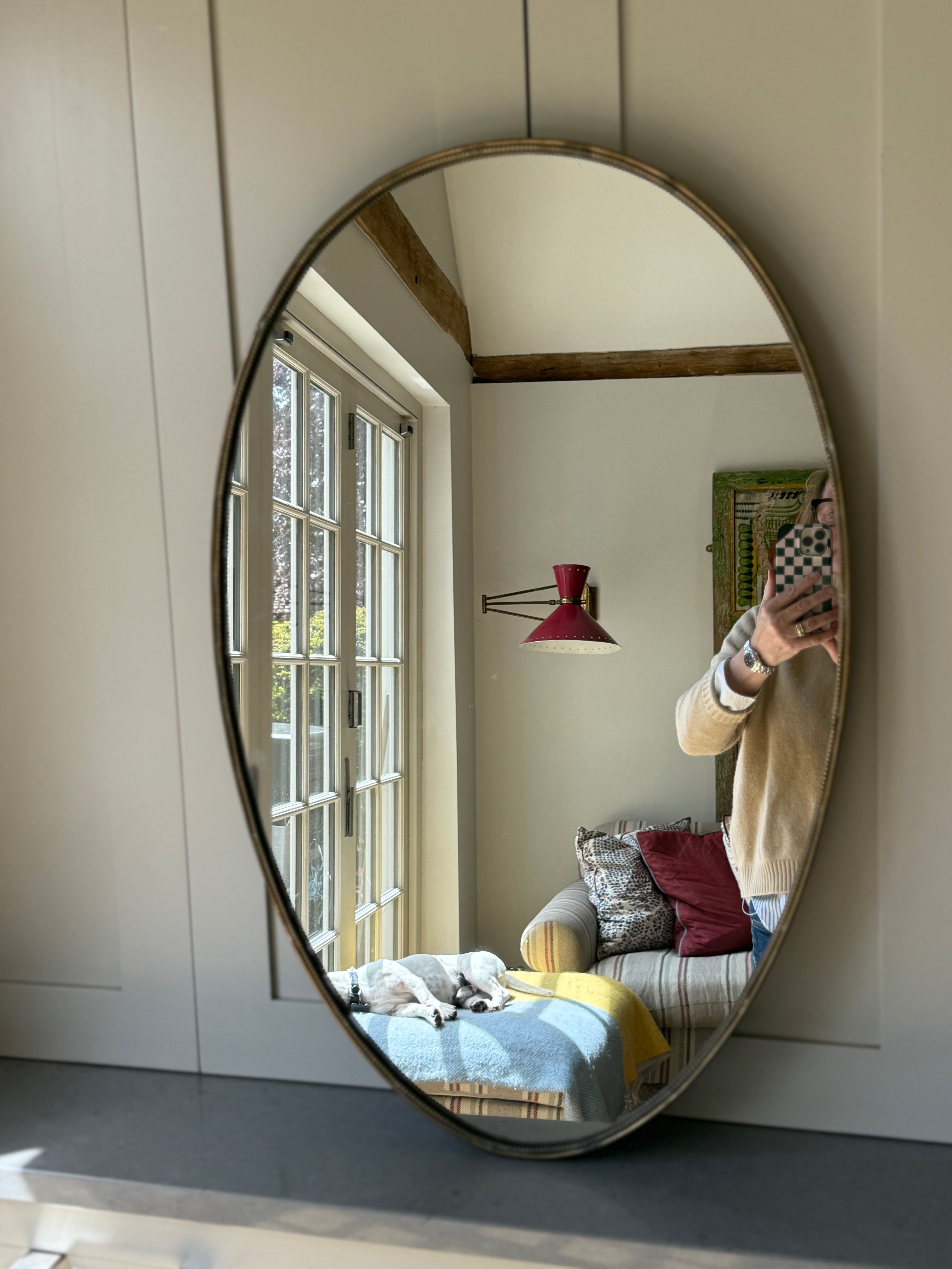 Italian Brass Oval Mirror (79x51cm)