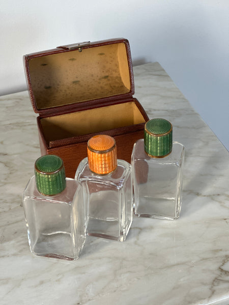 Tan Leather Cologne Set in Immaculate Condition