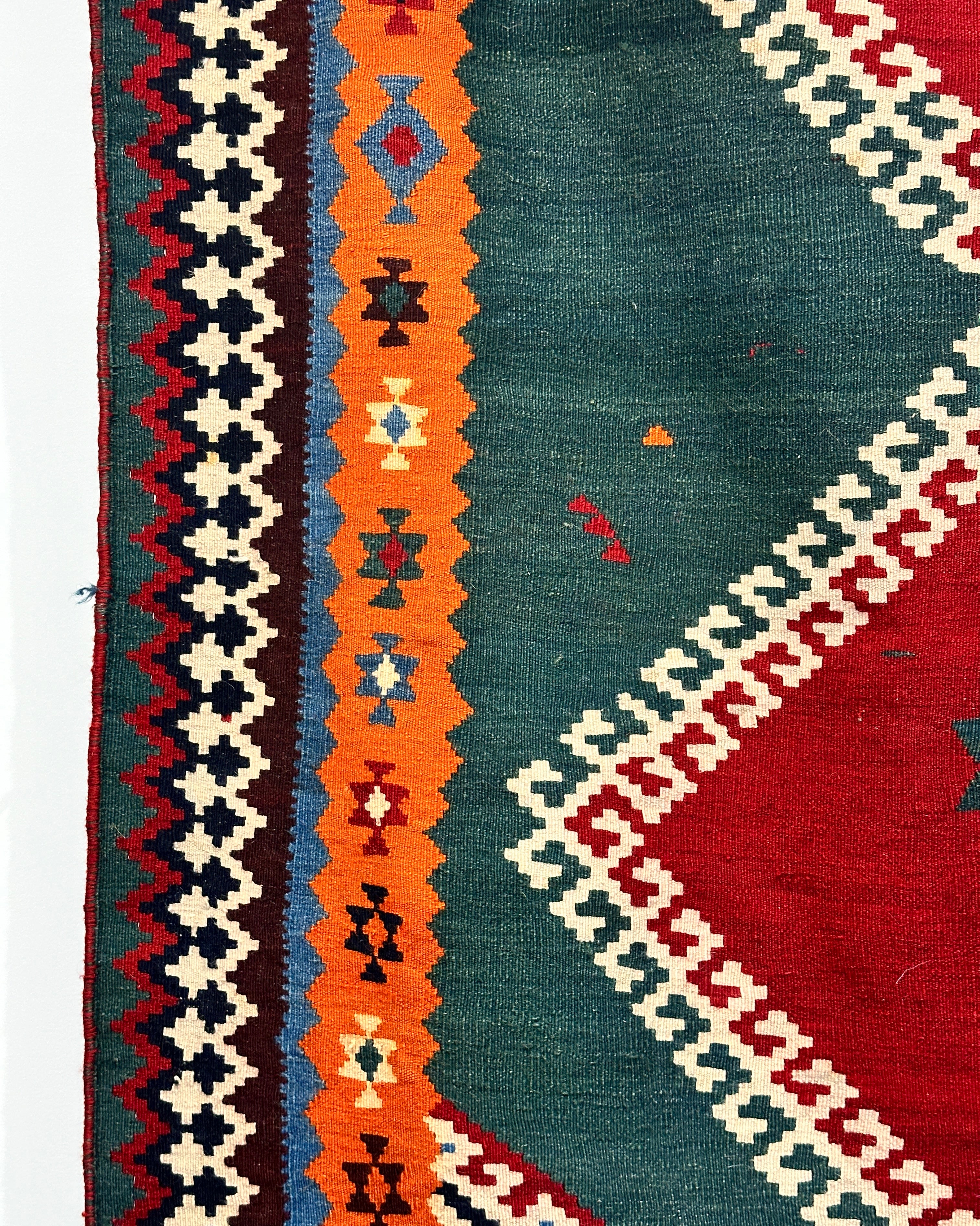 Vintage Persian Qashqai Kilim in vibrant colour.