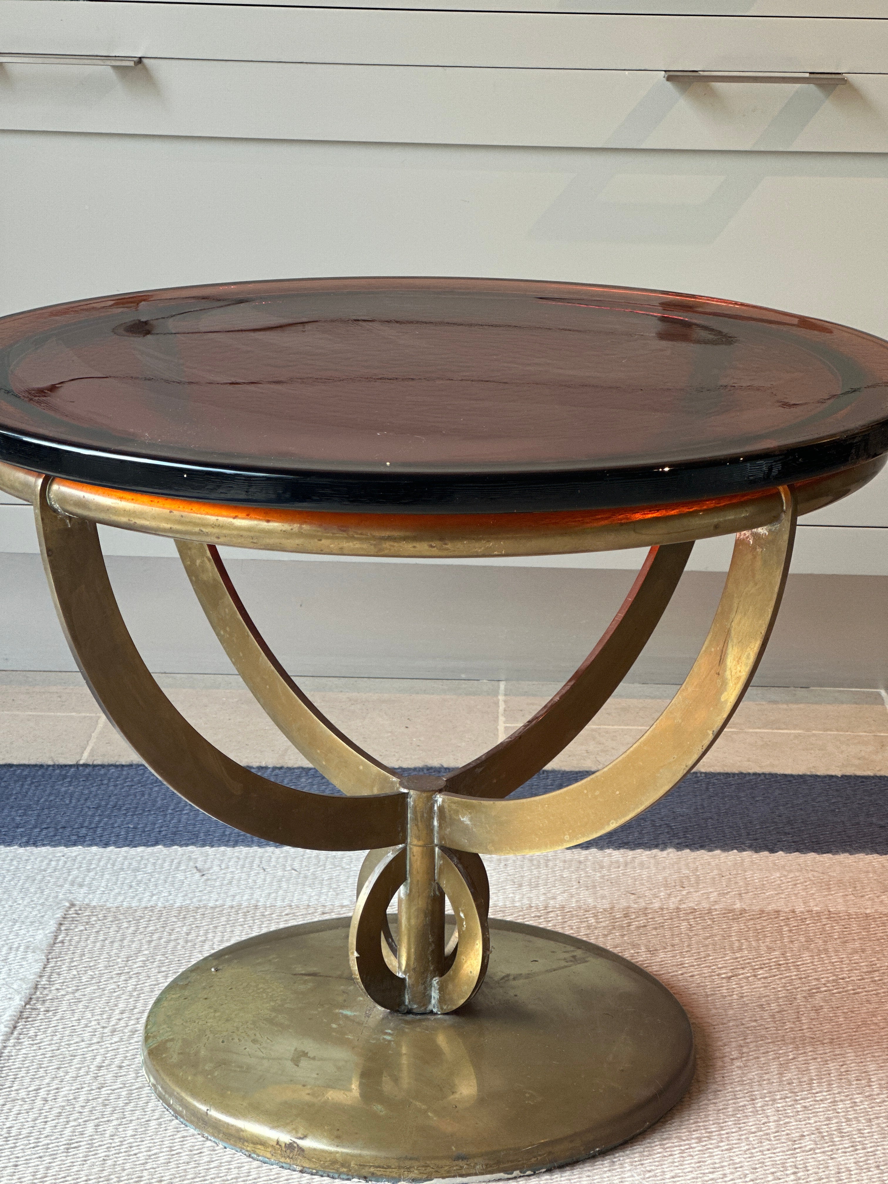 Amazing 50s Italian Glass and Brass Table