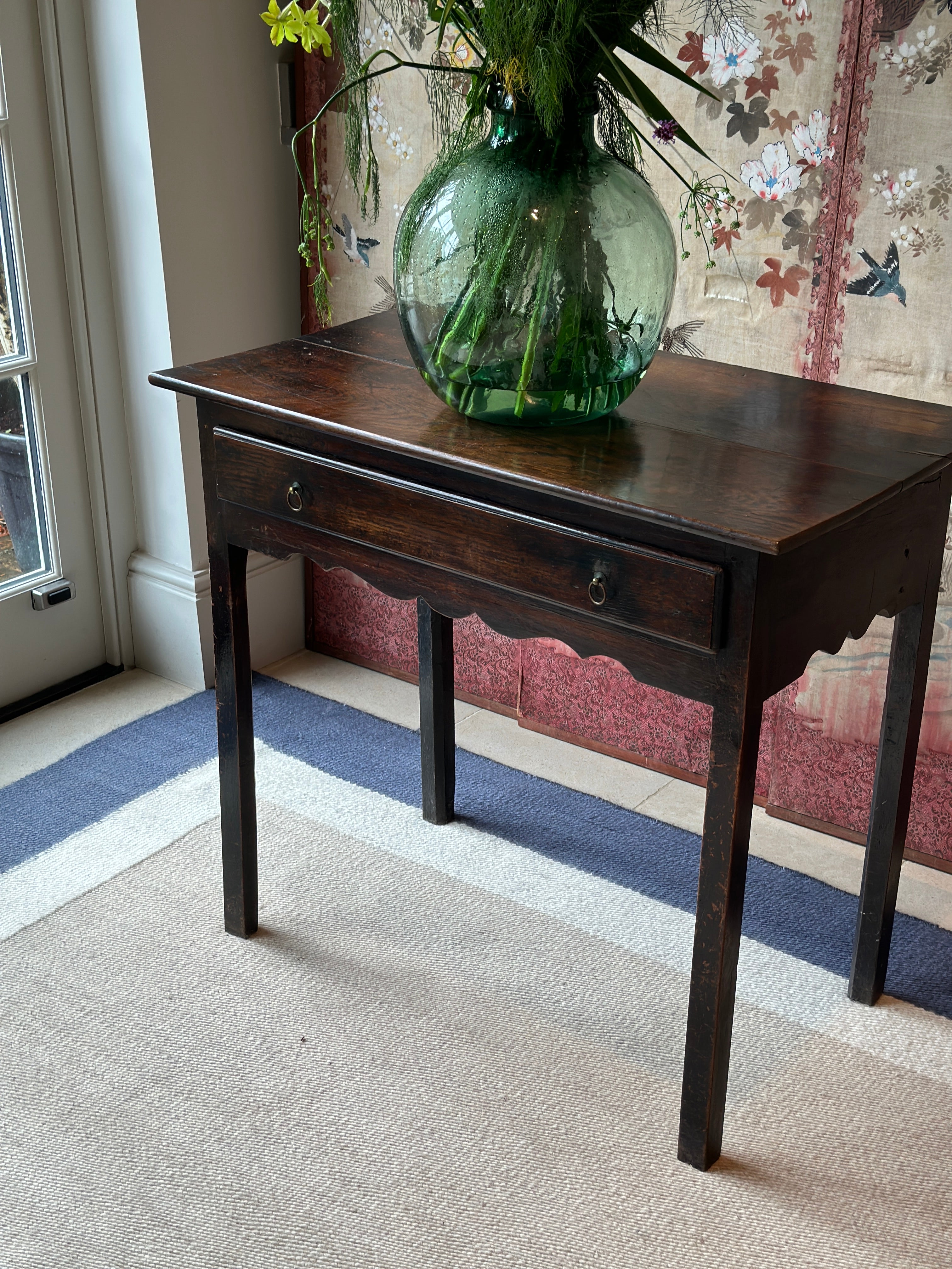 18th Century Oak and Elm Table with lovely carved apron