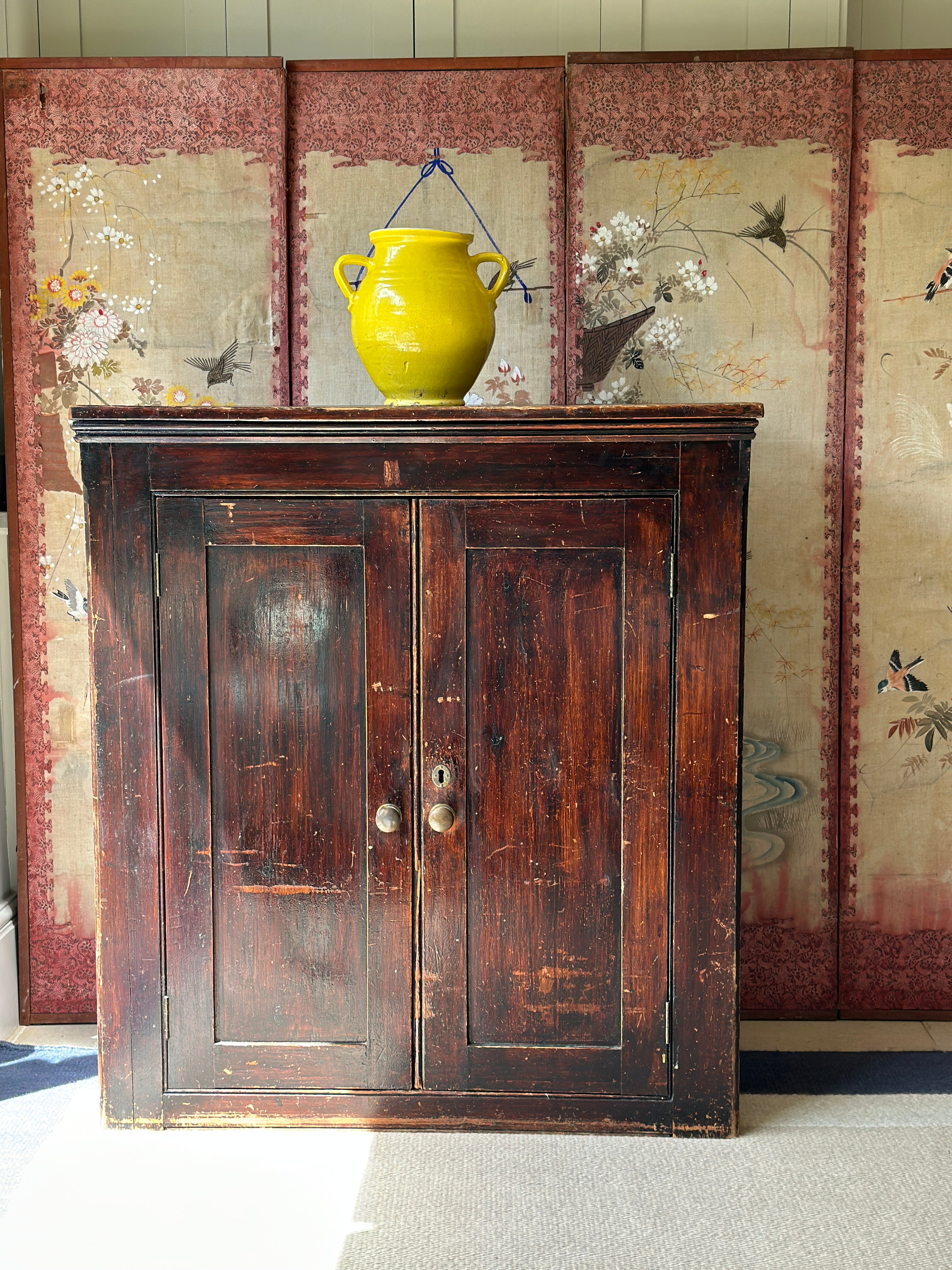 Antique Pine Cupboard with Glazed Painted Finish