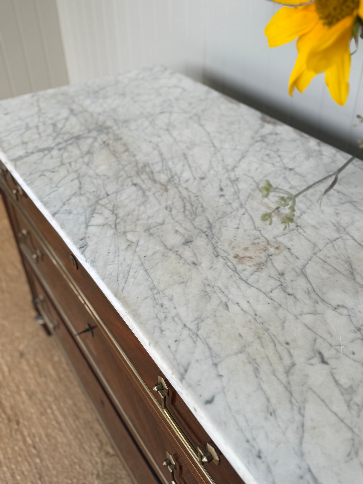 Louis XVI Commode with Carrara Marble Top