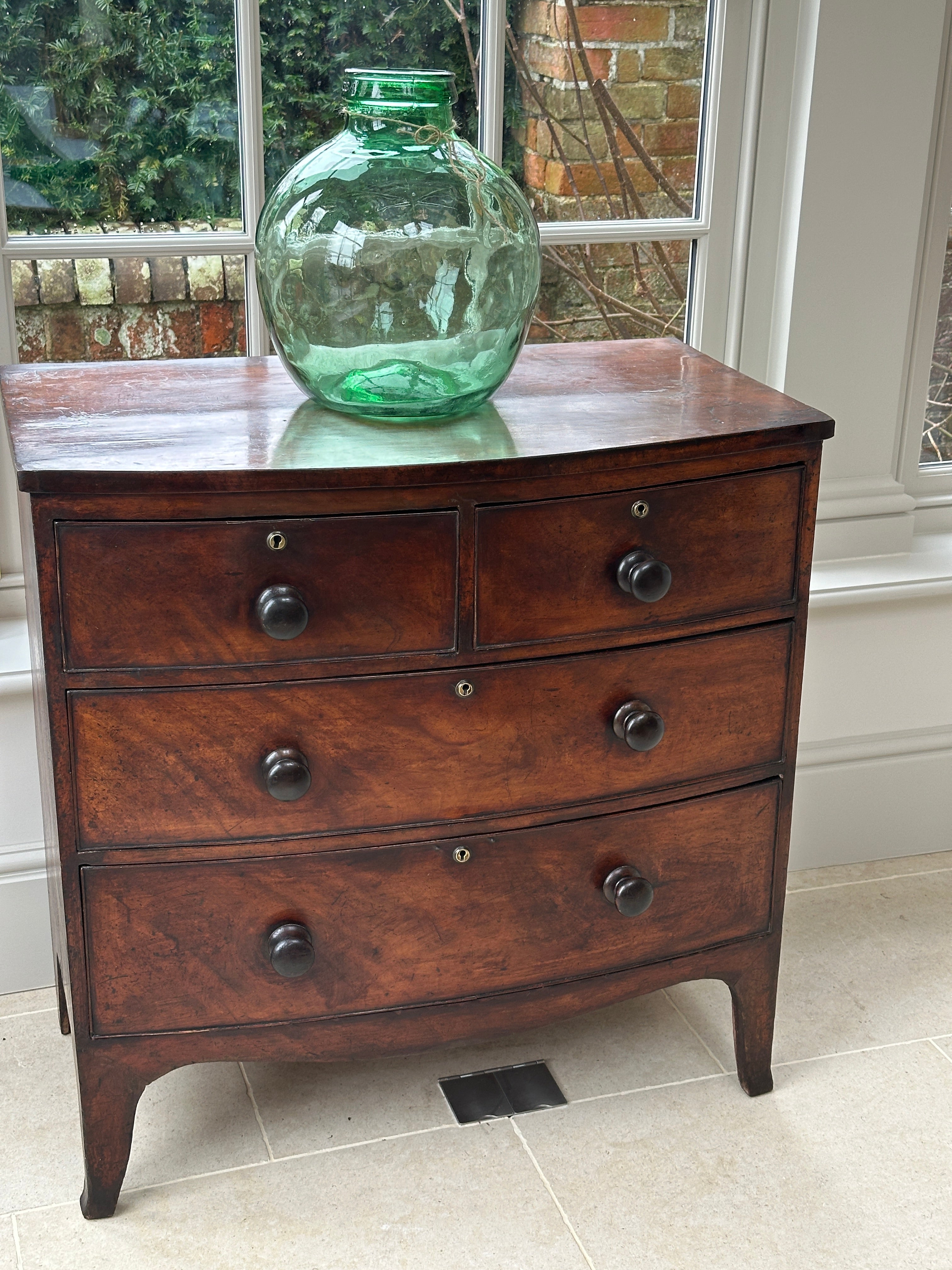 Small Bow Fronted Mahogany Chest of Drawers