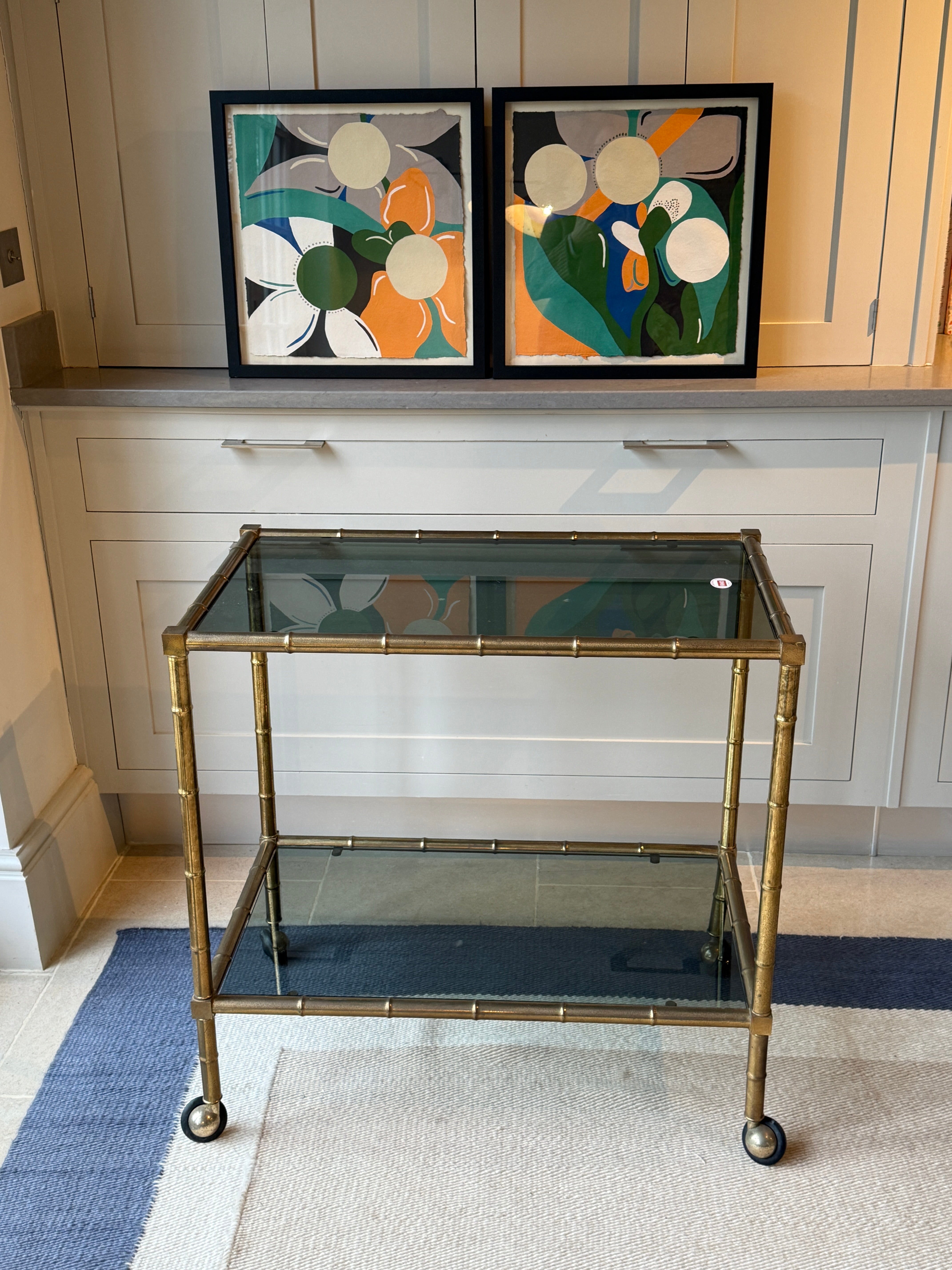 Italian Brass Faux Bamboo Drinks Trolley