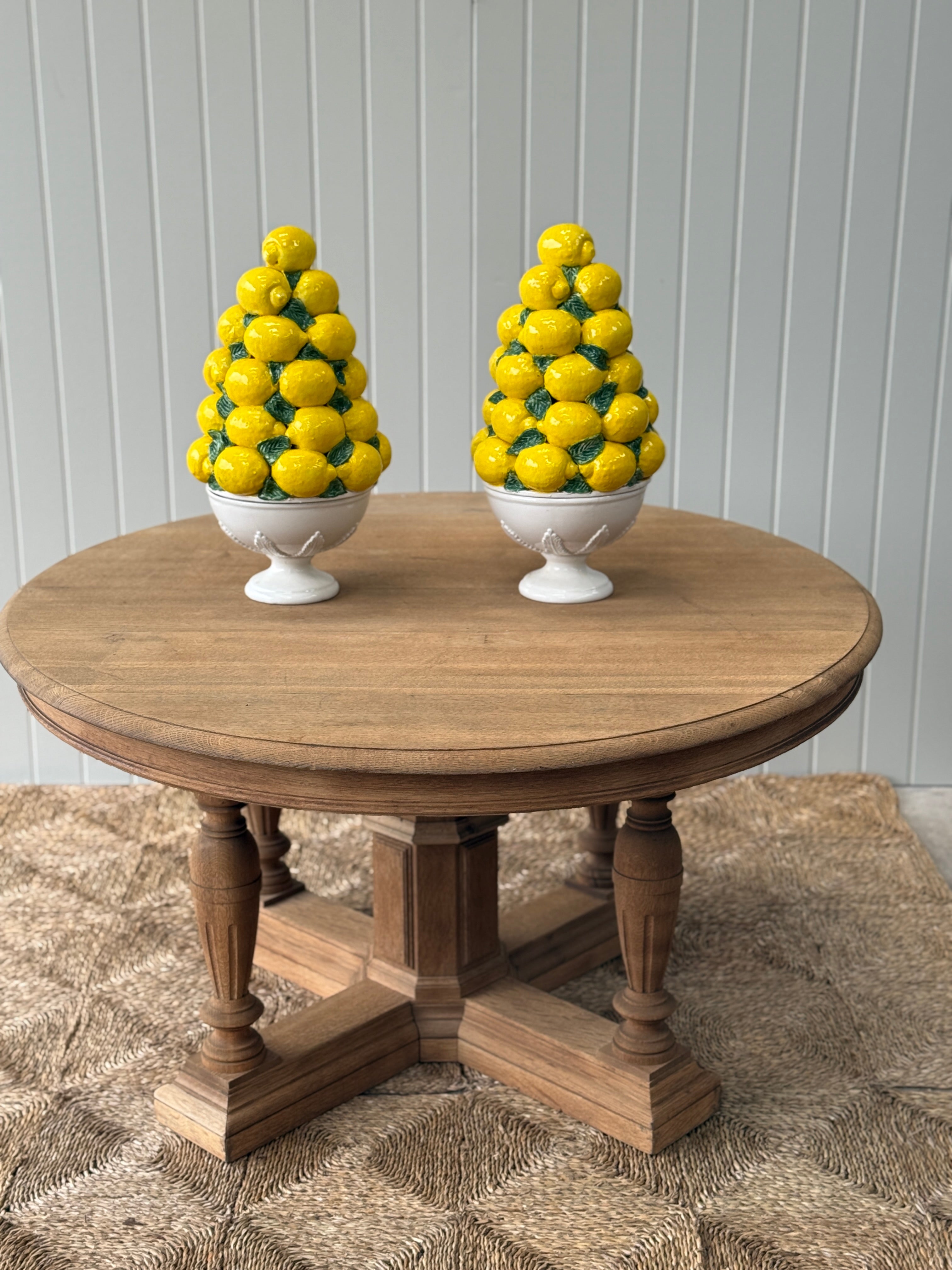 Pair of Italian Lemon Porcelain Centre Pieces