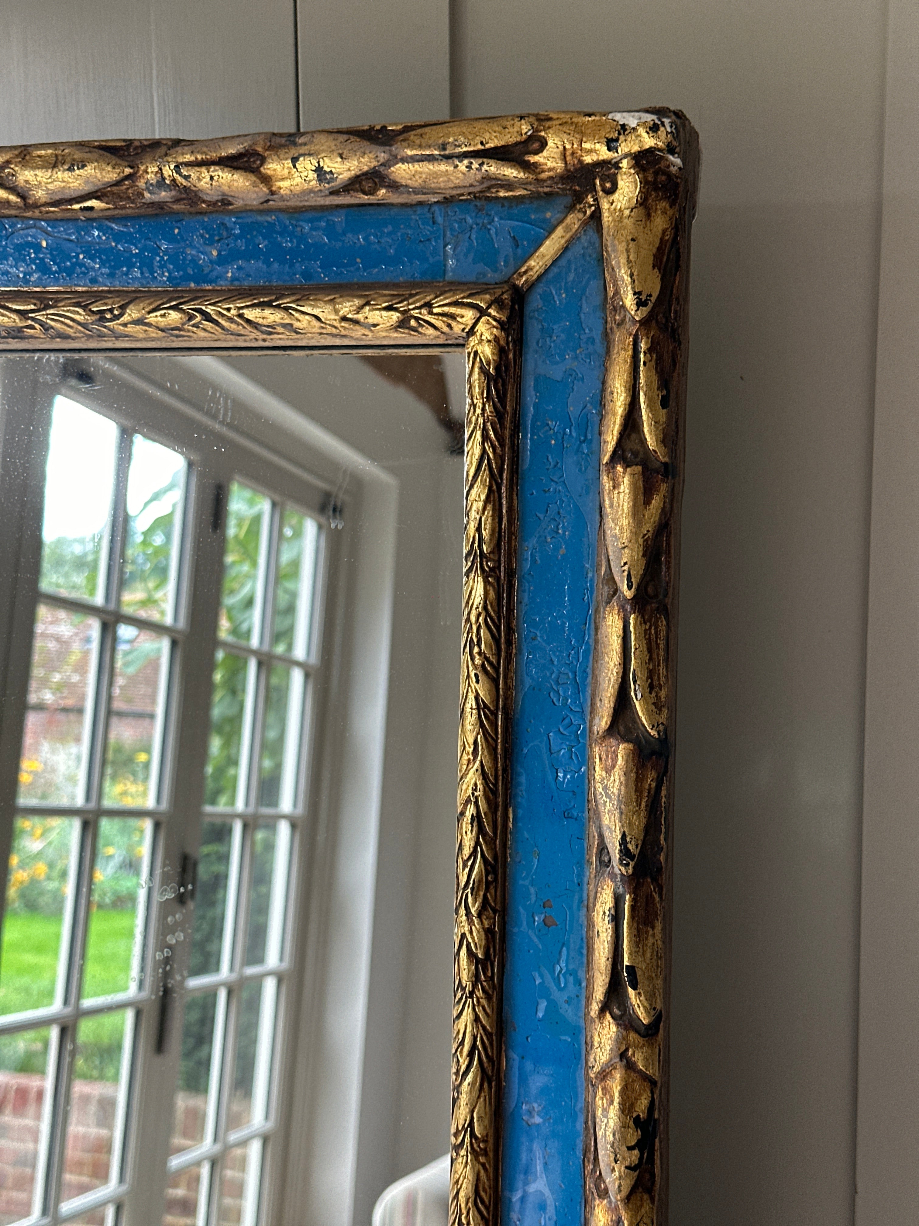 Late 18th/Early 19th Italian Gilt and Blue Glass Framed Mirror