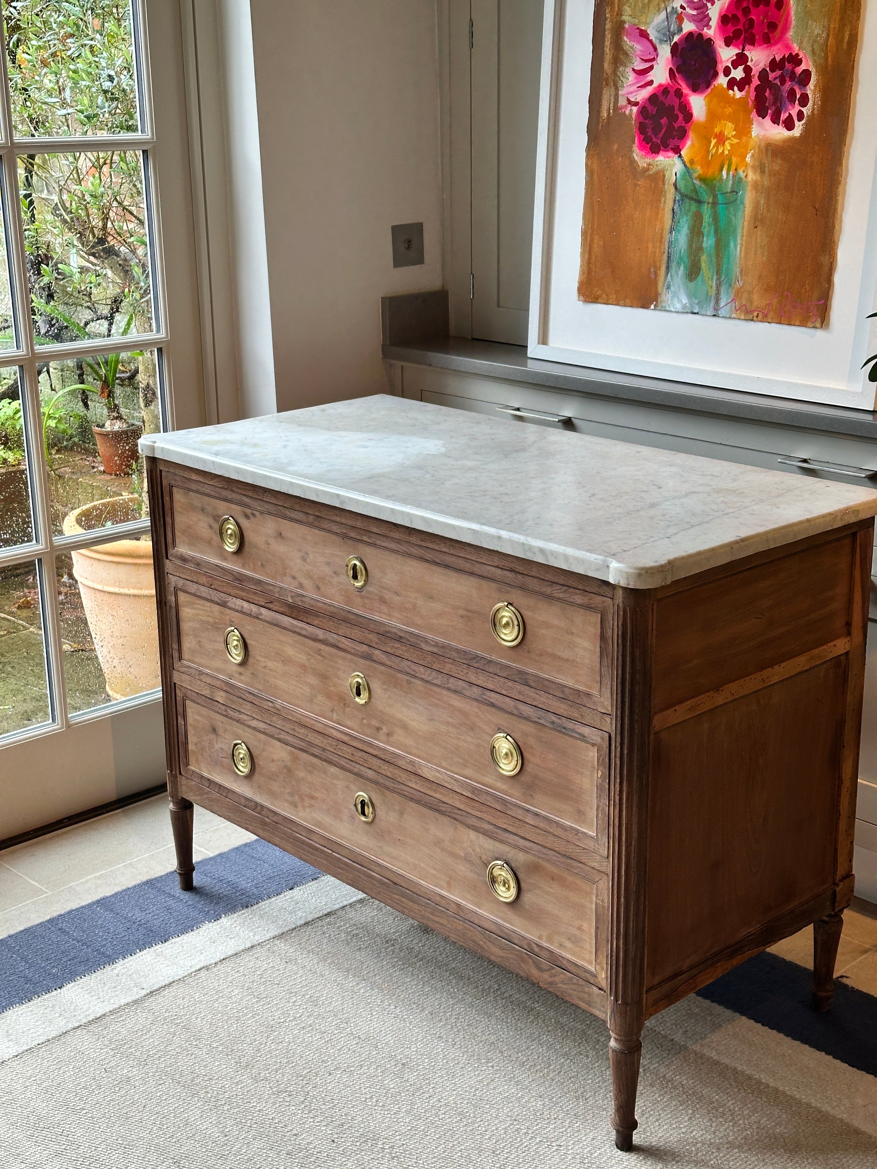 18th Empire Commode with white marble top