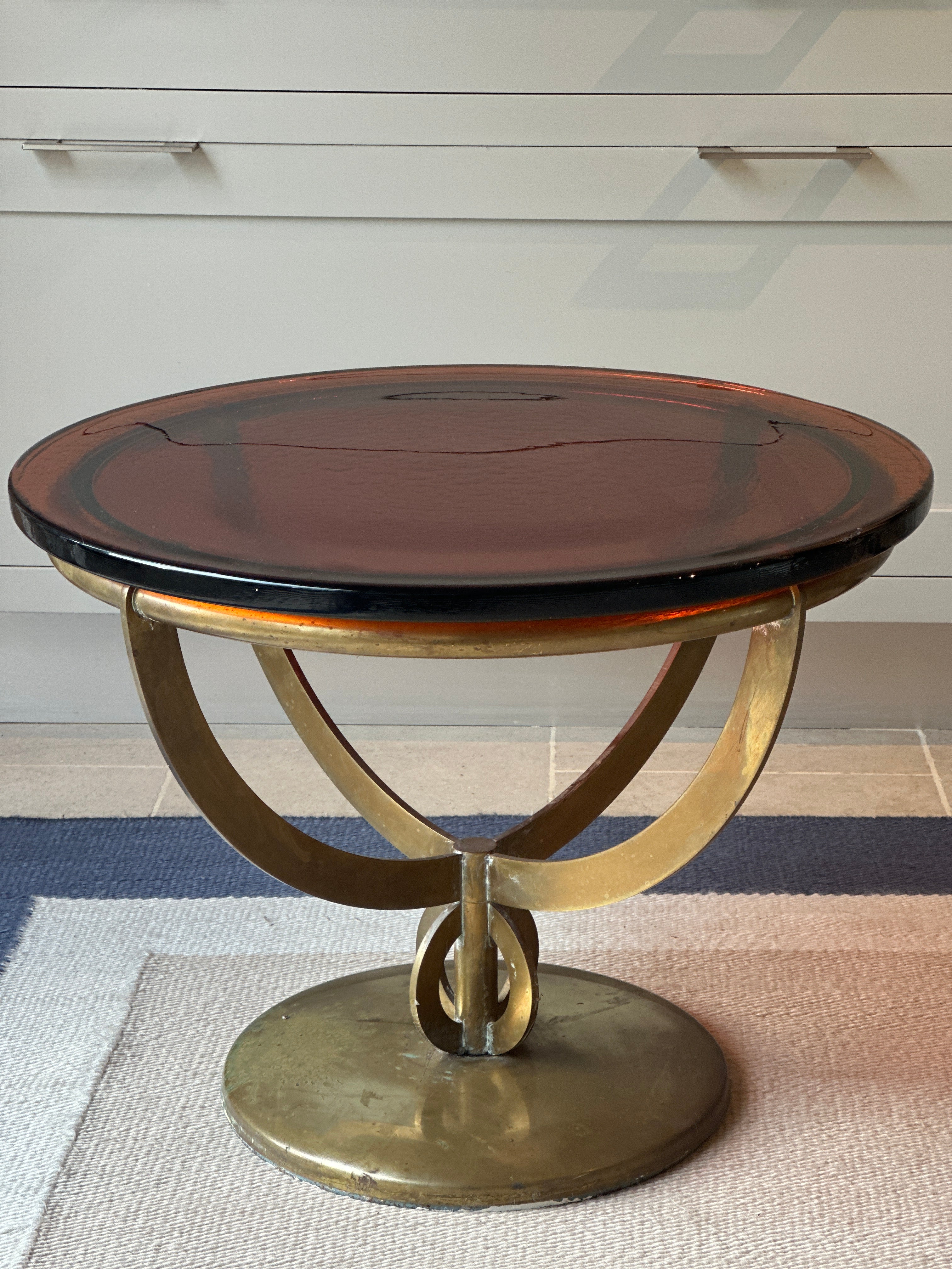 50/60s Italian Glass and Brass Table