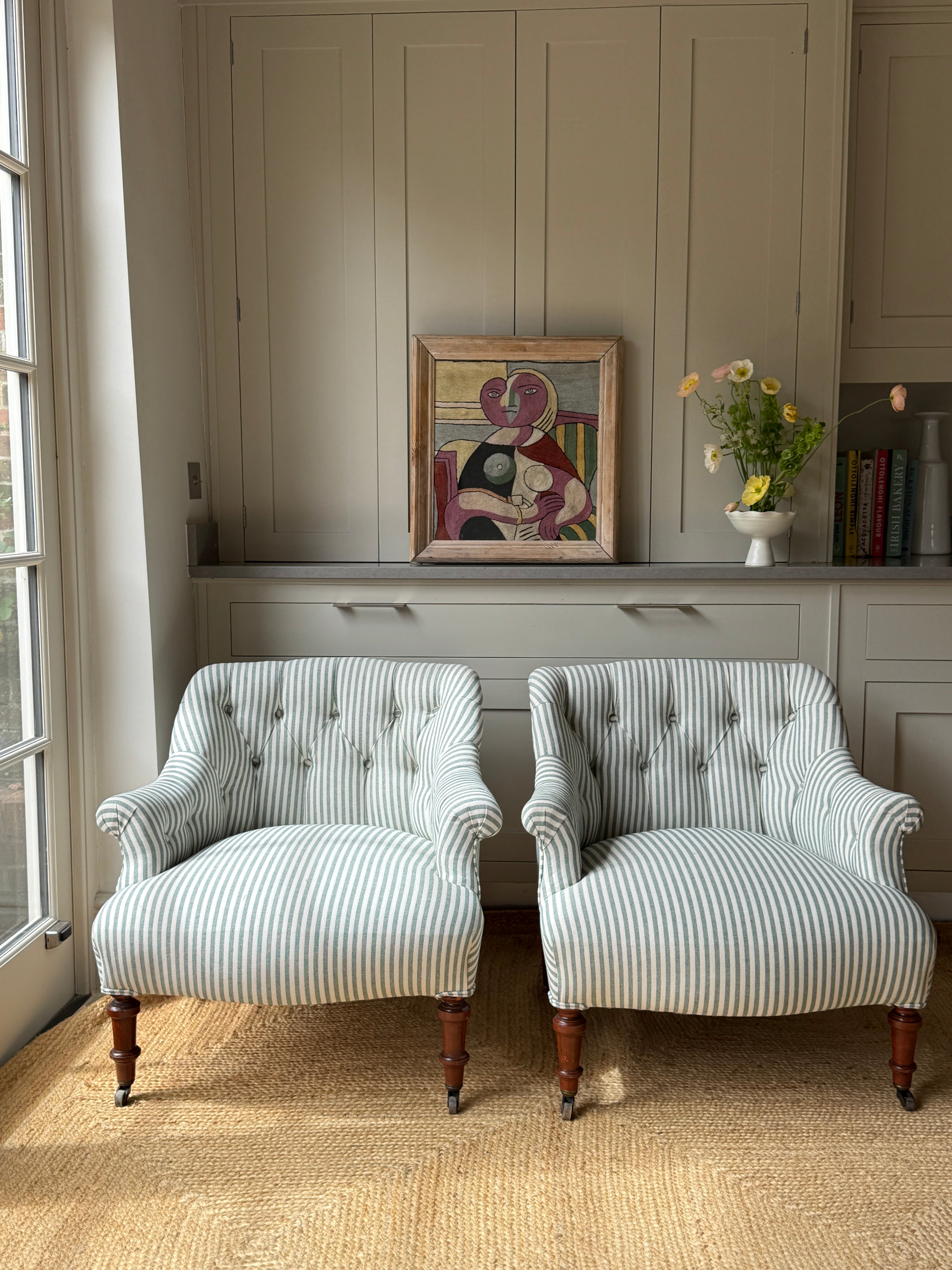A Pair of French Napoleon III Button-Back Fauteuils
