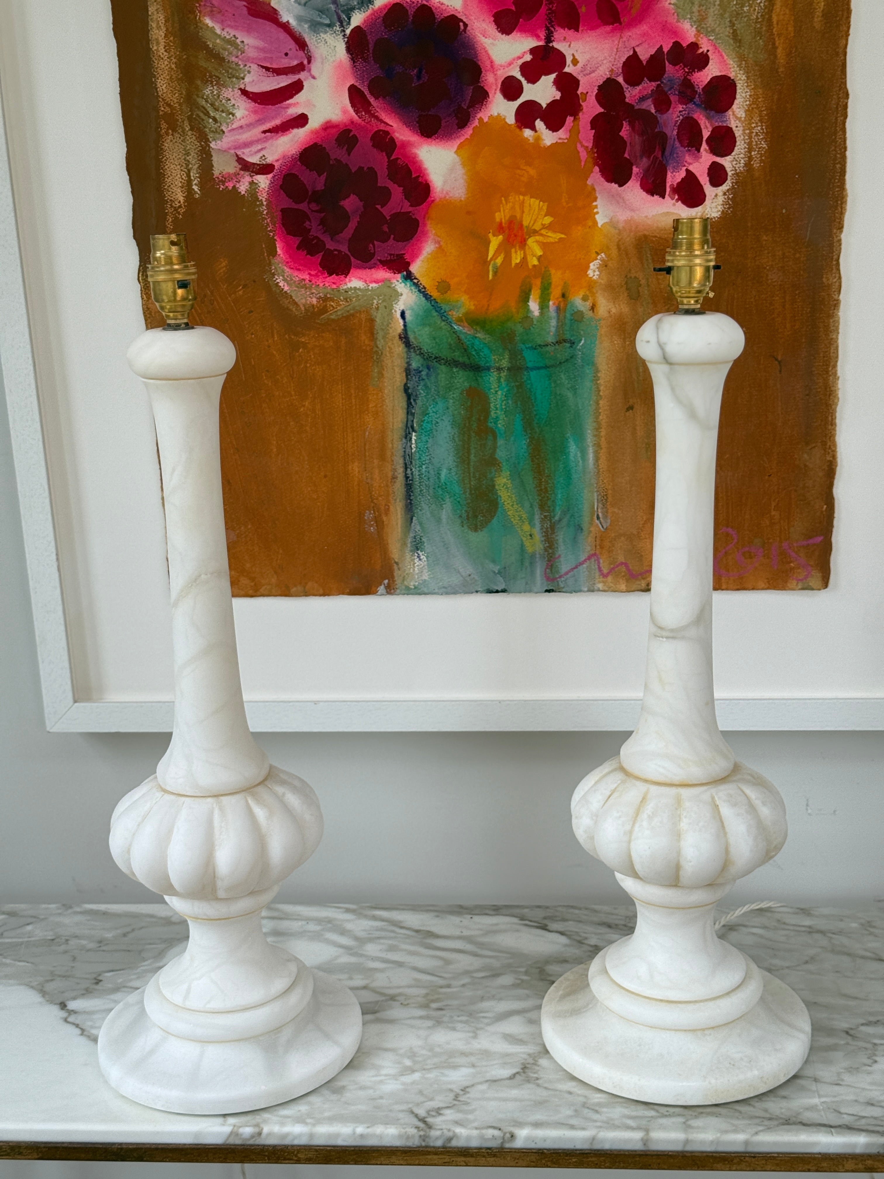 Pair of Tall Marble Table