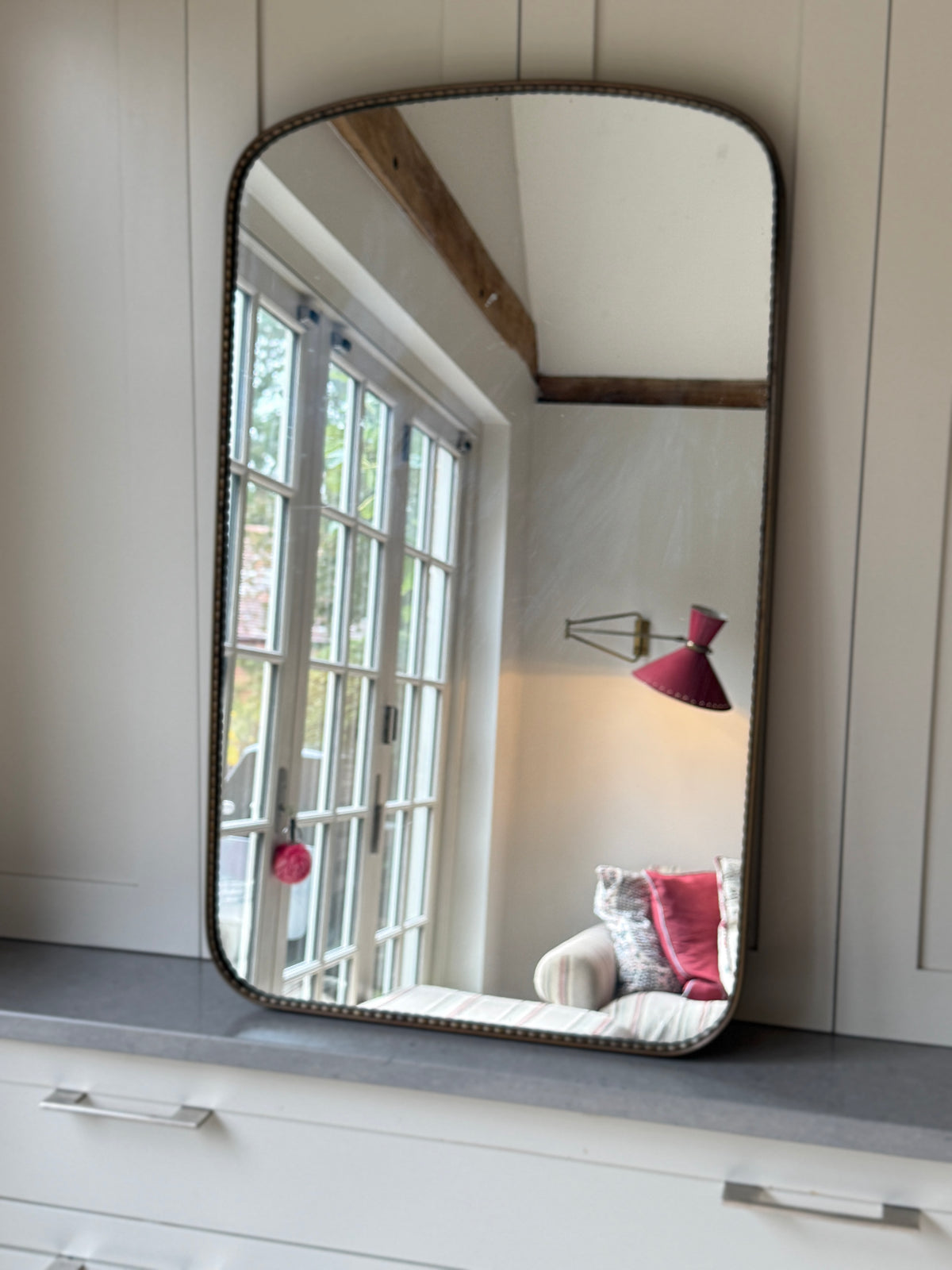 Italy Brass Shield Mirror with Rope Edge Border (90cm by 54cm)