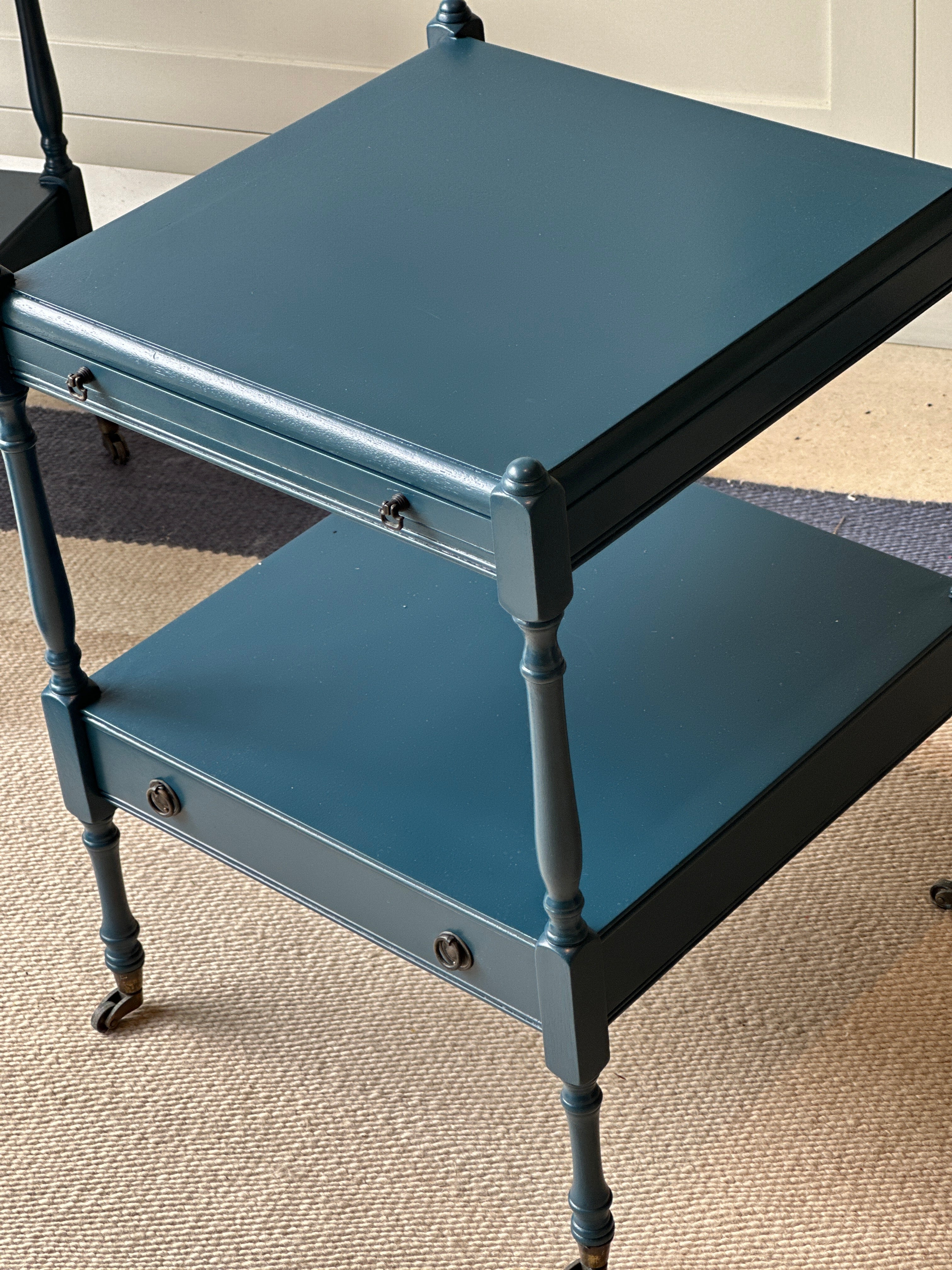 Pair of Low Bedside Tables in F&B Hague Blue