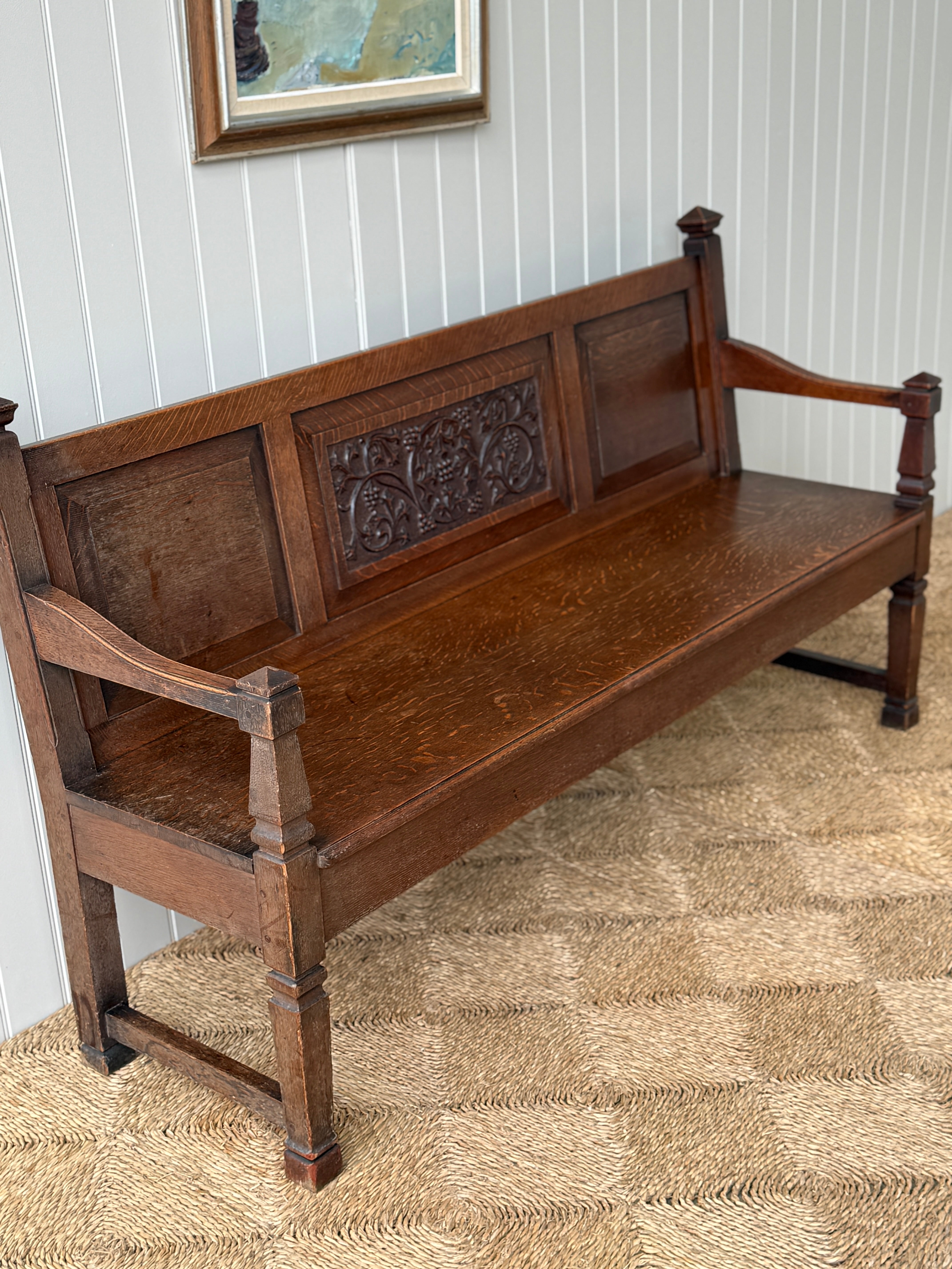 Early 20th Century Oak Hall Bench