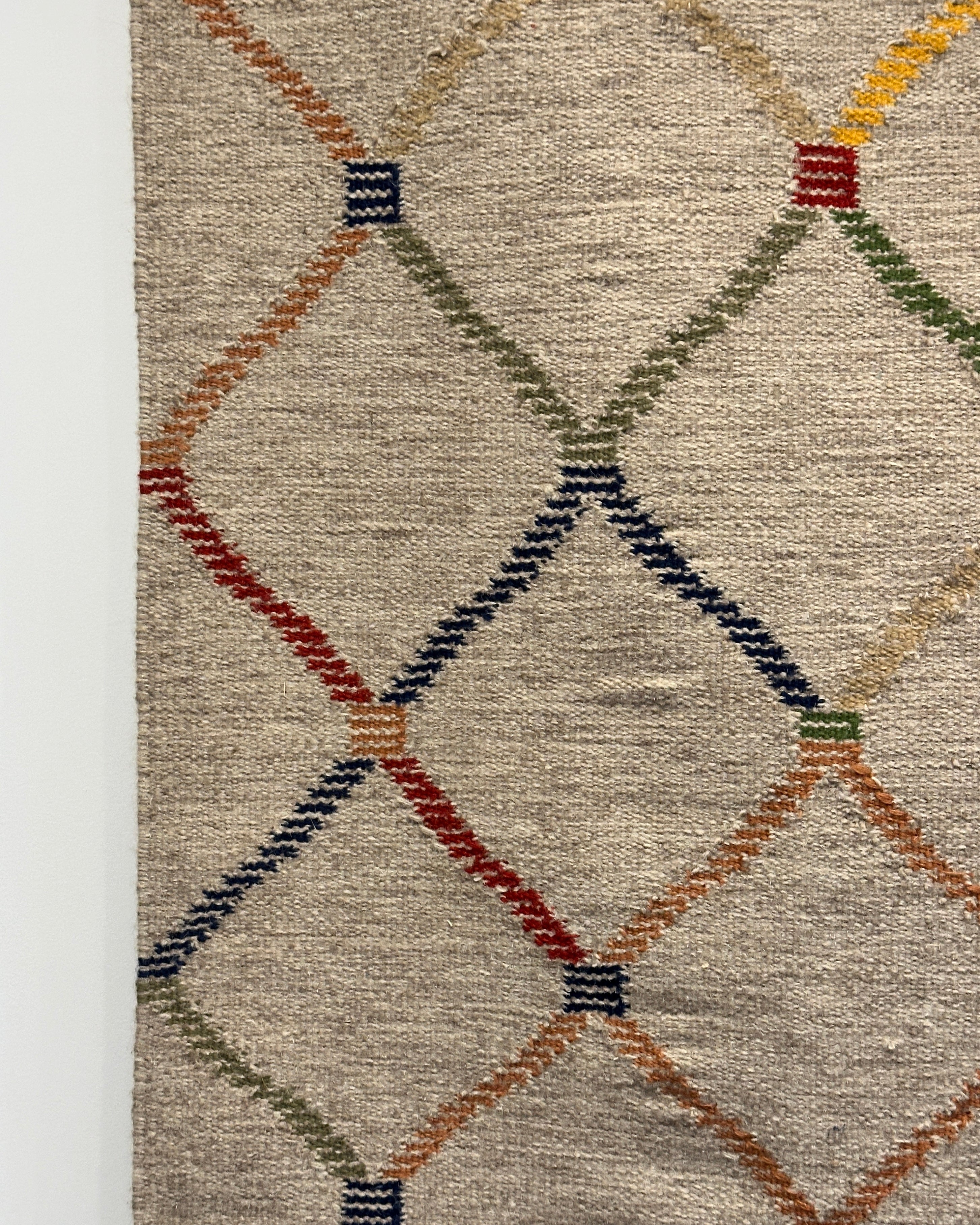 Large Polychrome Woollen flatweave rug