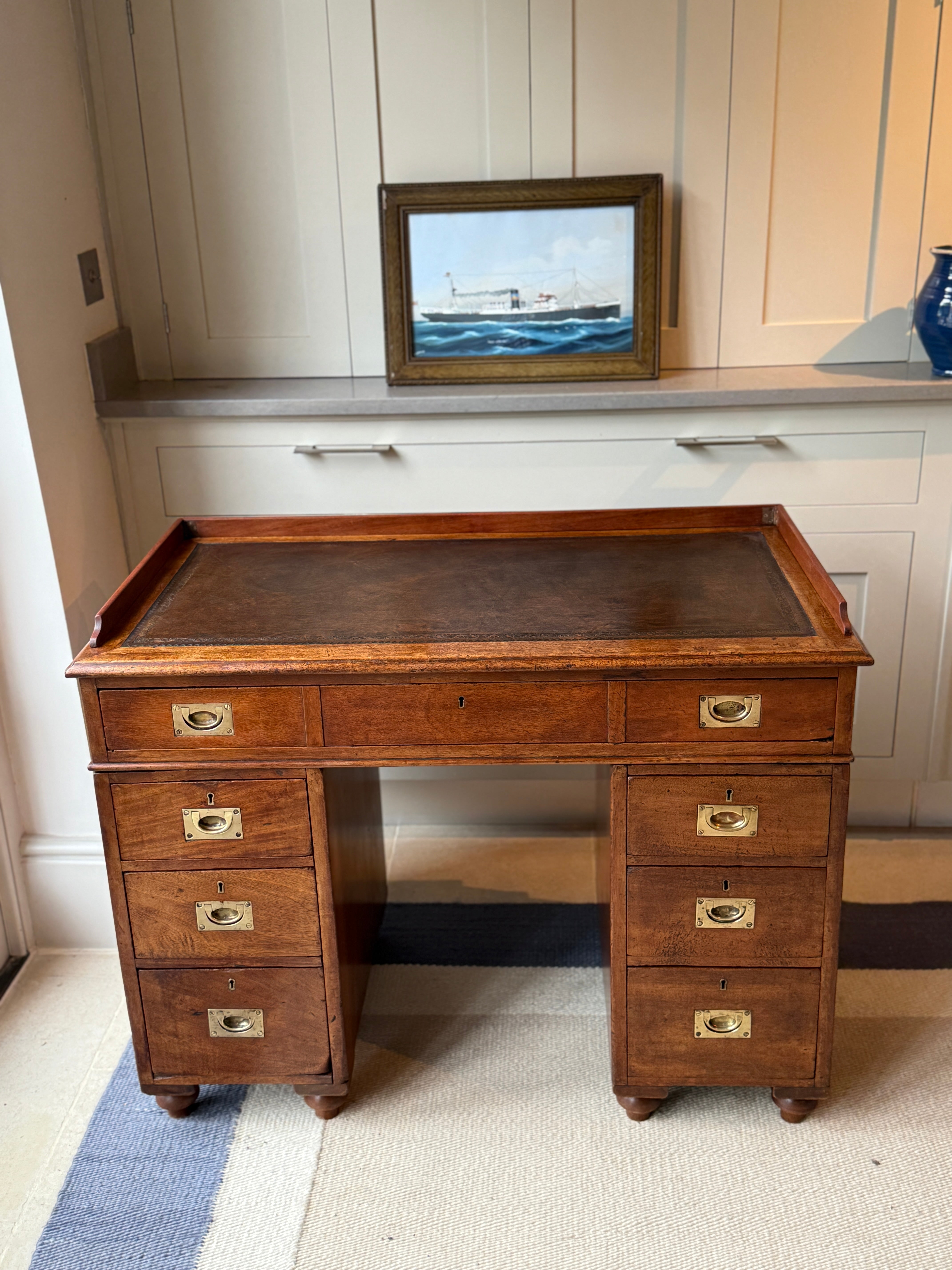 19th Century Campaign desk with detachable wooden gallery