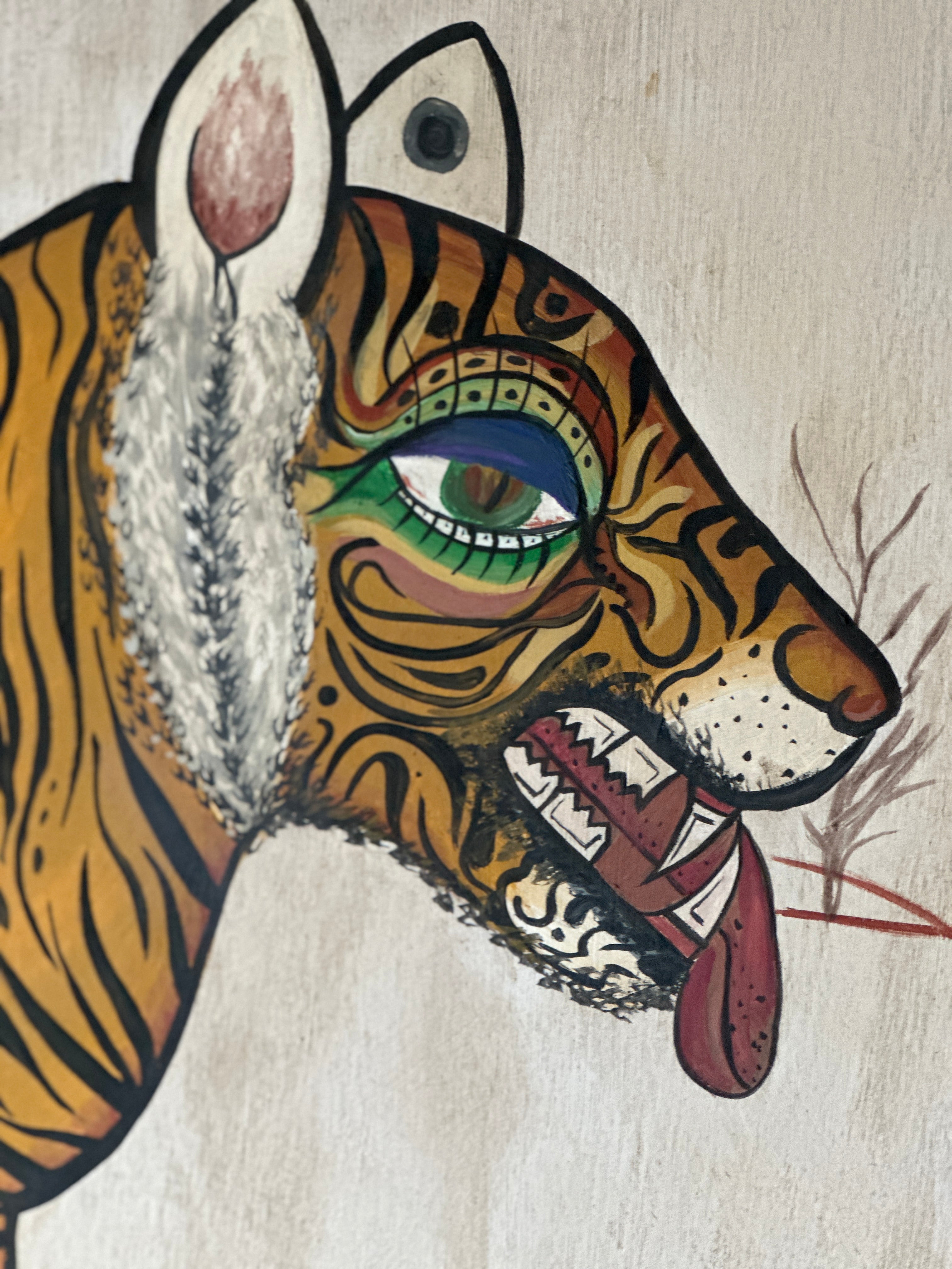 Large Indian Tiger - Oil on board (modern)