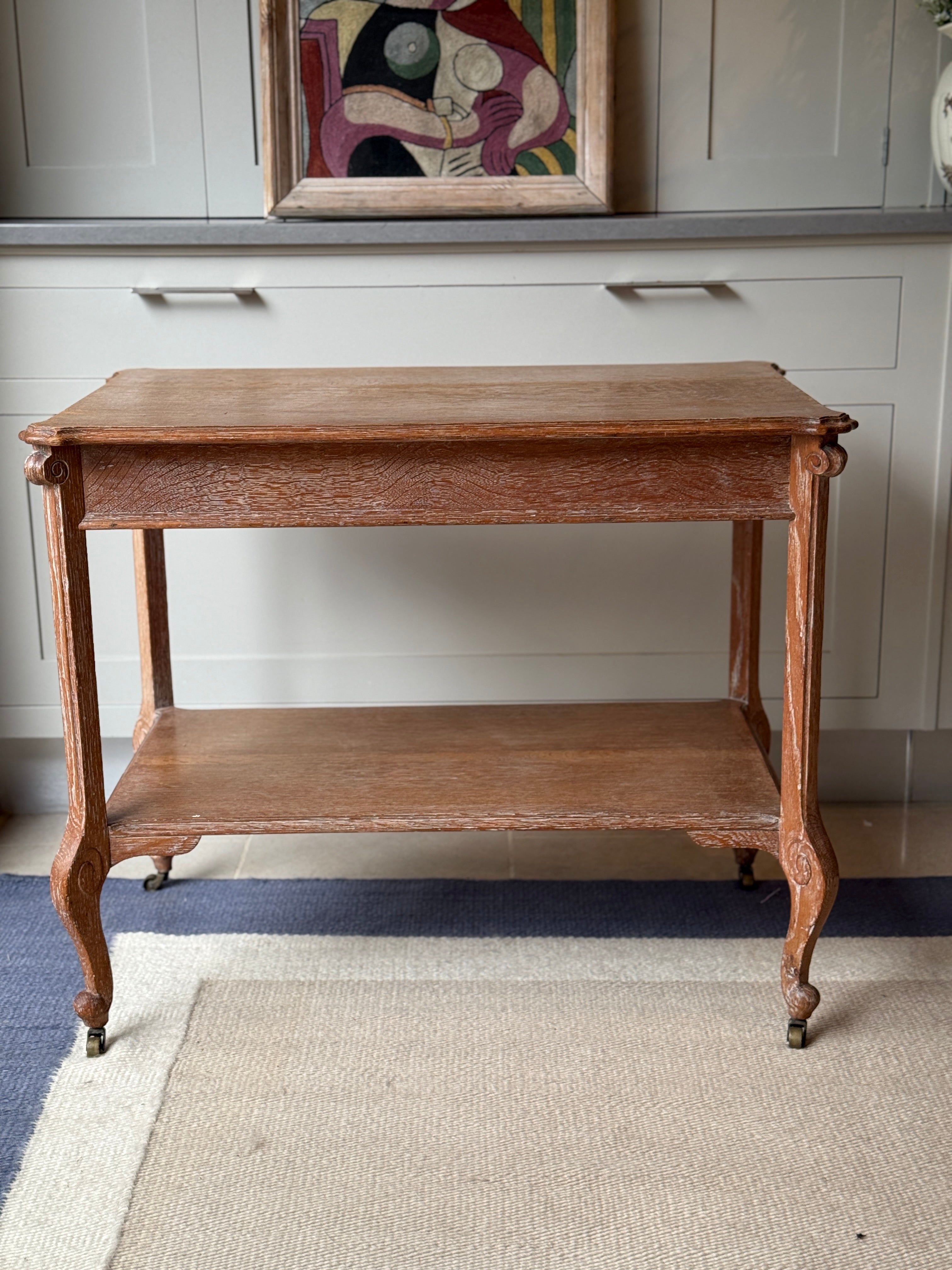 Lime Oak Etagere Table on Castors