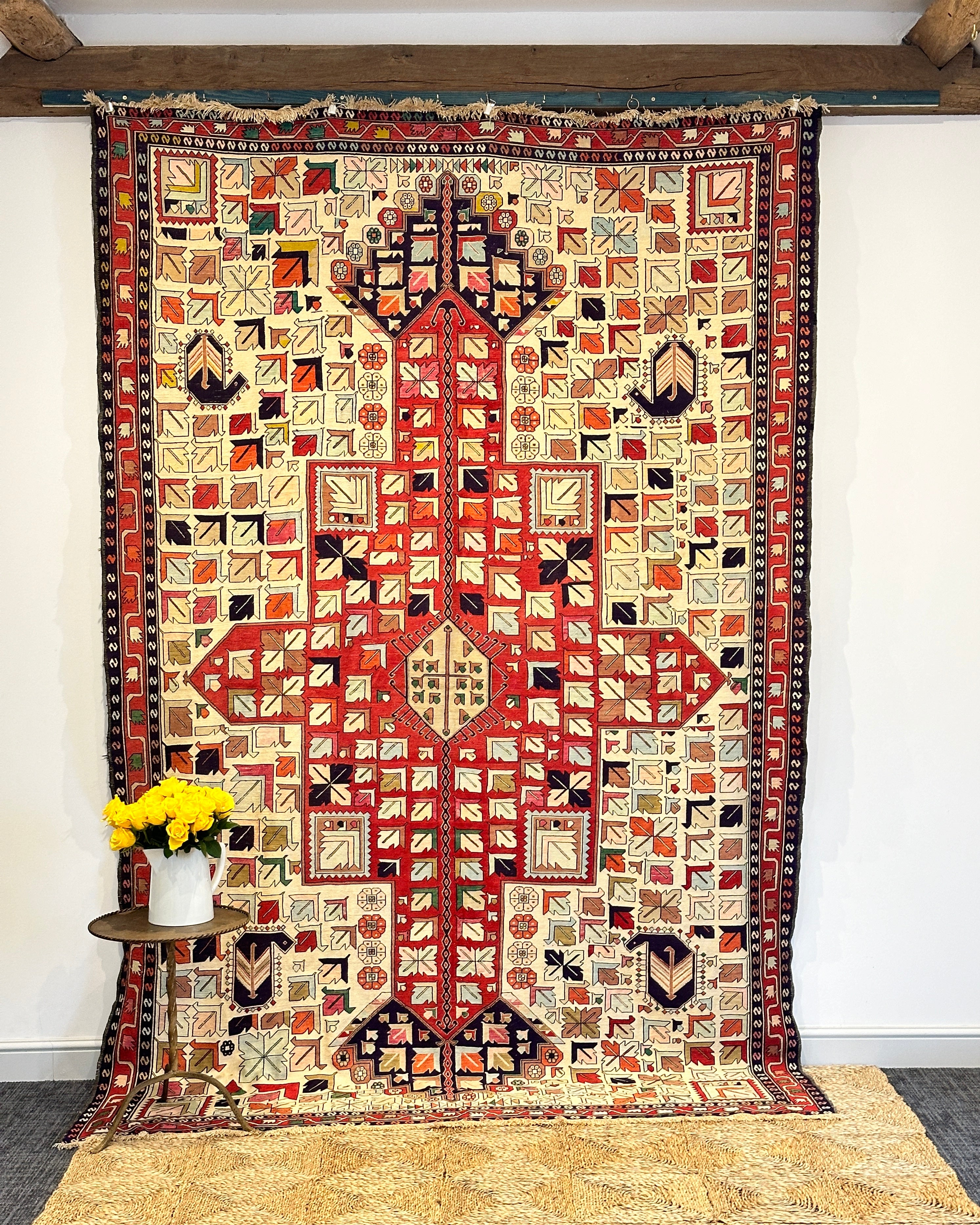 Vibrant Turkish Silk Kilim circa 1940