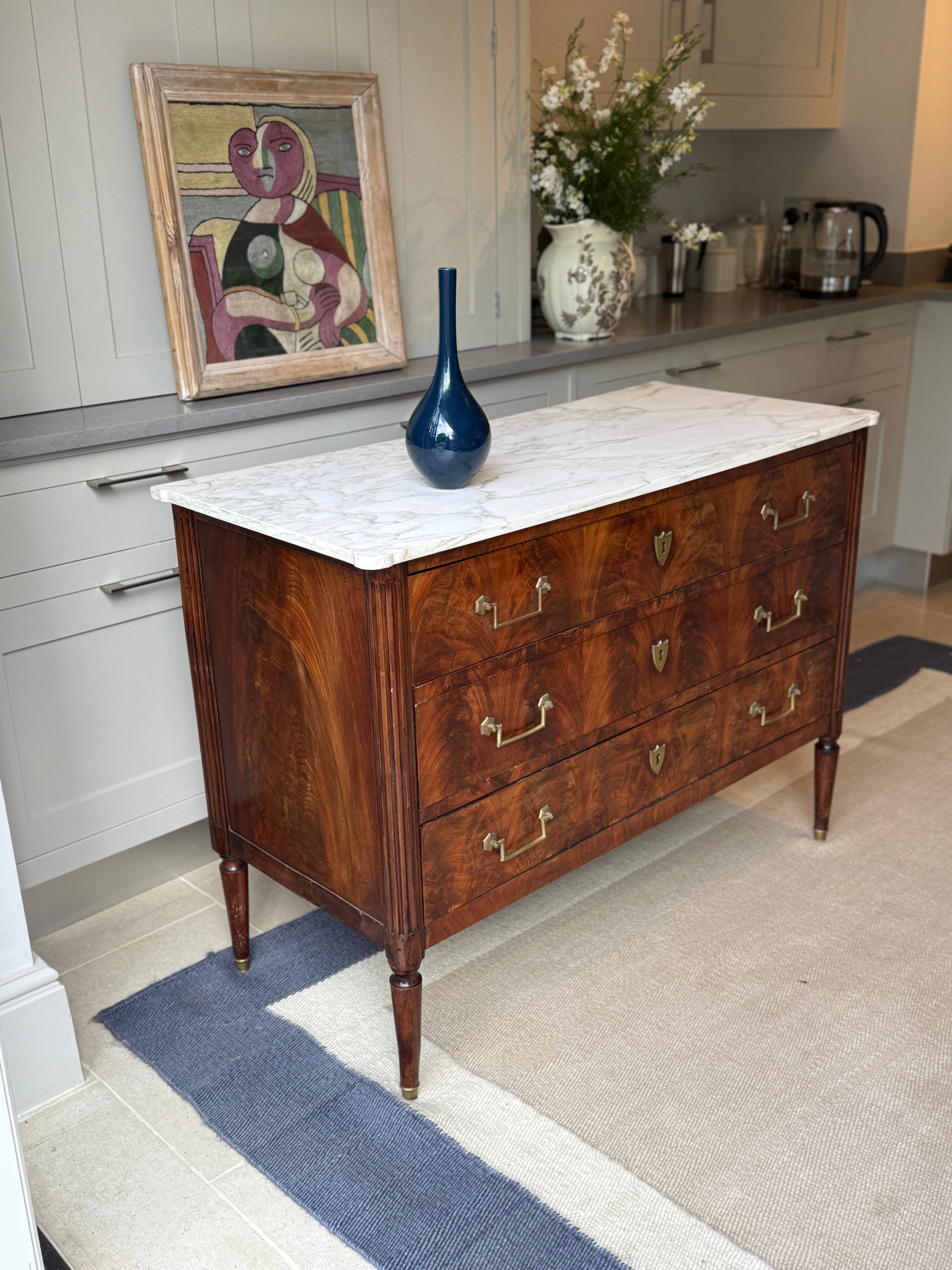 Louis XVI White Marble topped Commode