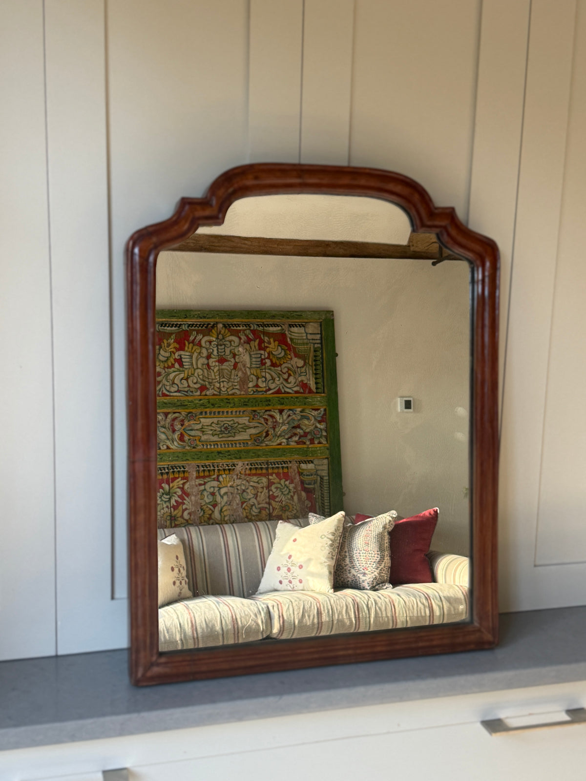 Early 18th-Century Style Arched Mahogany Mirror